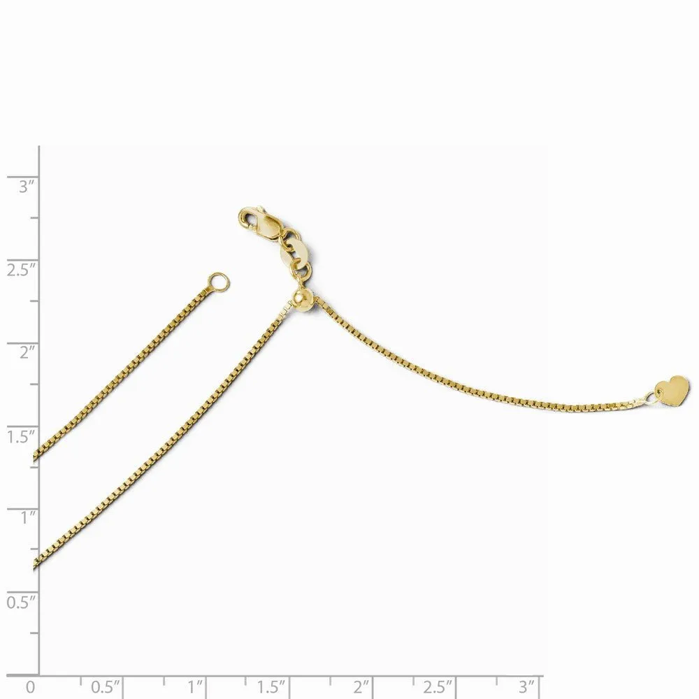 0.9mm 14k Yellow Gold Adjustable Box Chain Necklace