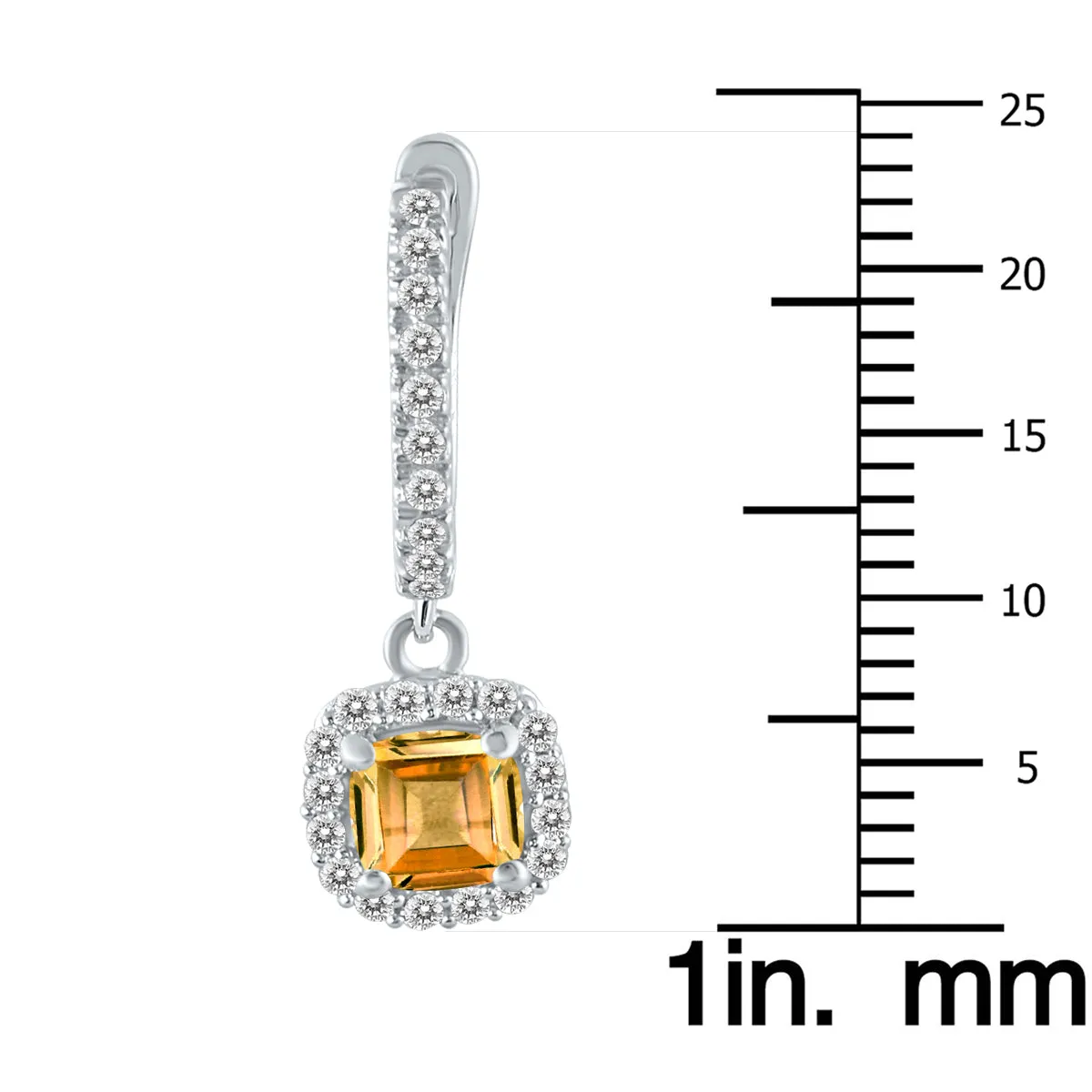 1 Carat Citrine And Diamond Halo Dangle Earrings In 10K White Gold