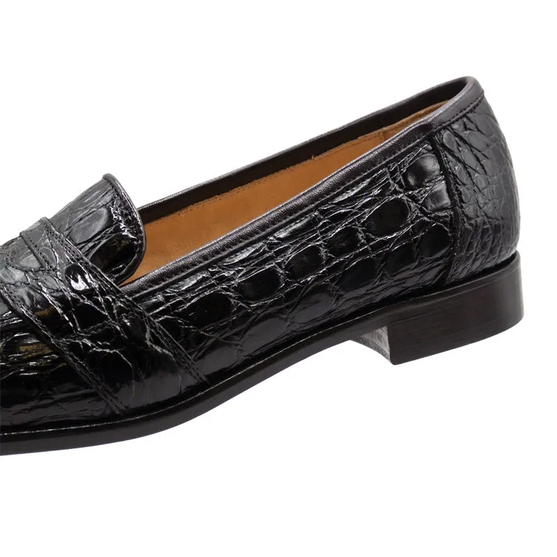 11-119-NIC TUSCANY Crocodile Penny Loafer, Nicotine