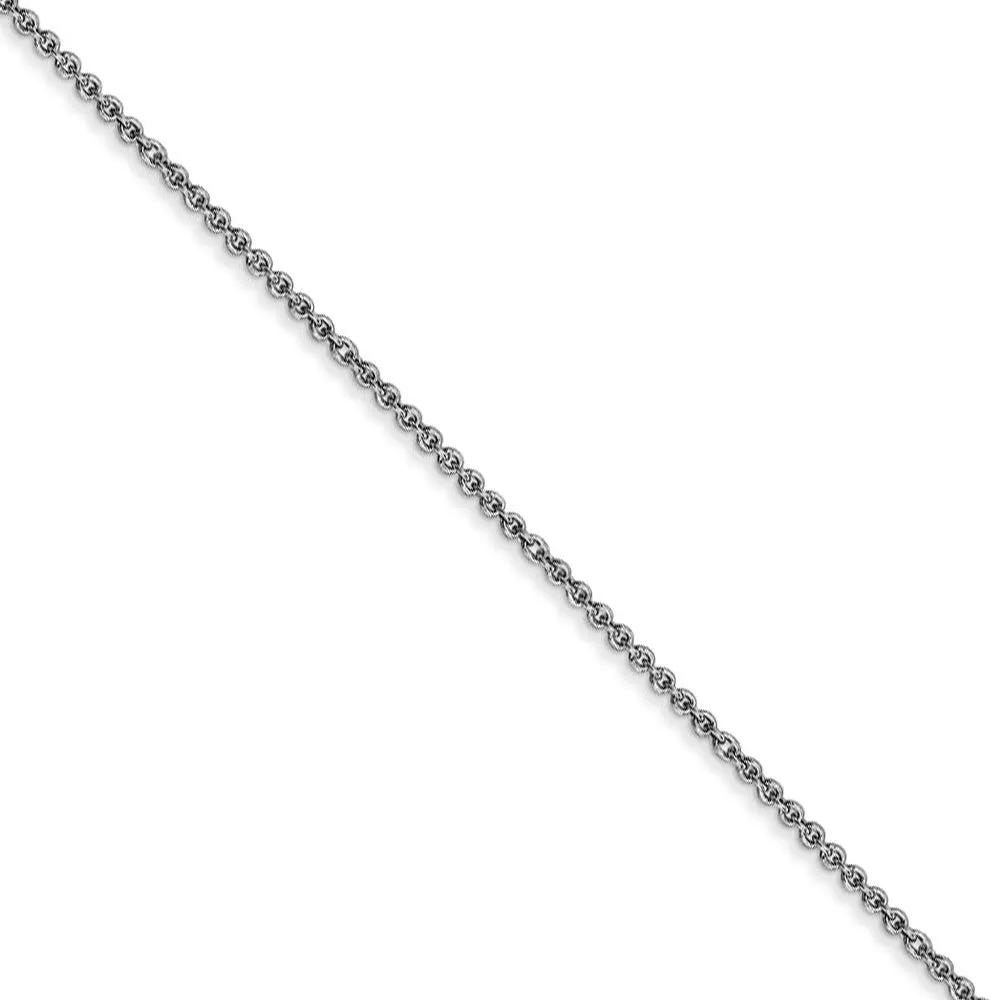 1.15mm 18k White Gold Diamond Cut Cable Chain Necklace