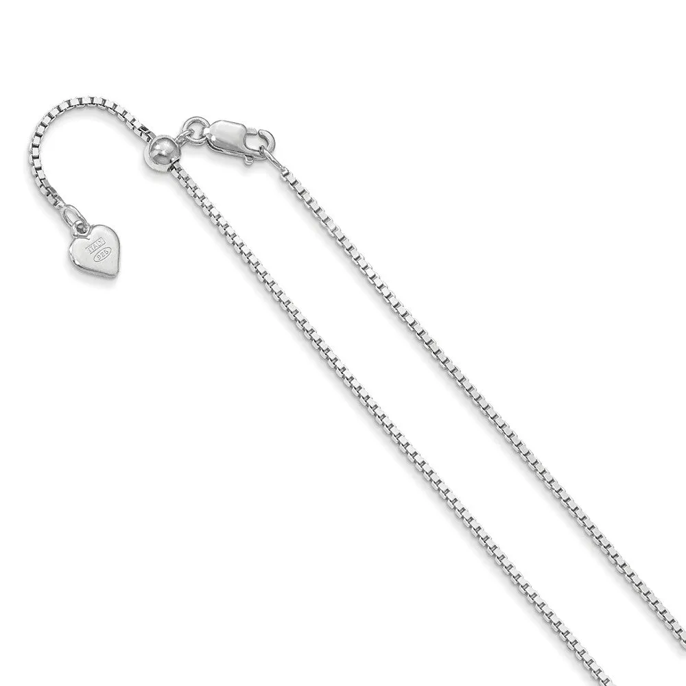 1.1mm Sterling Silver Adjustable Box Chain Necklace