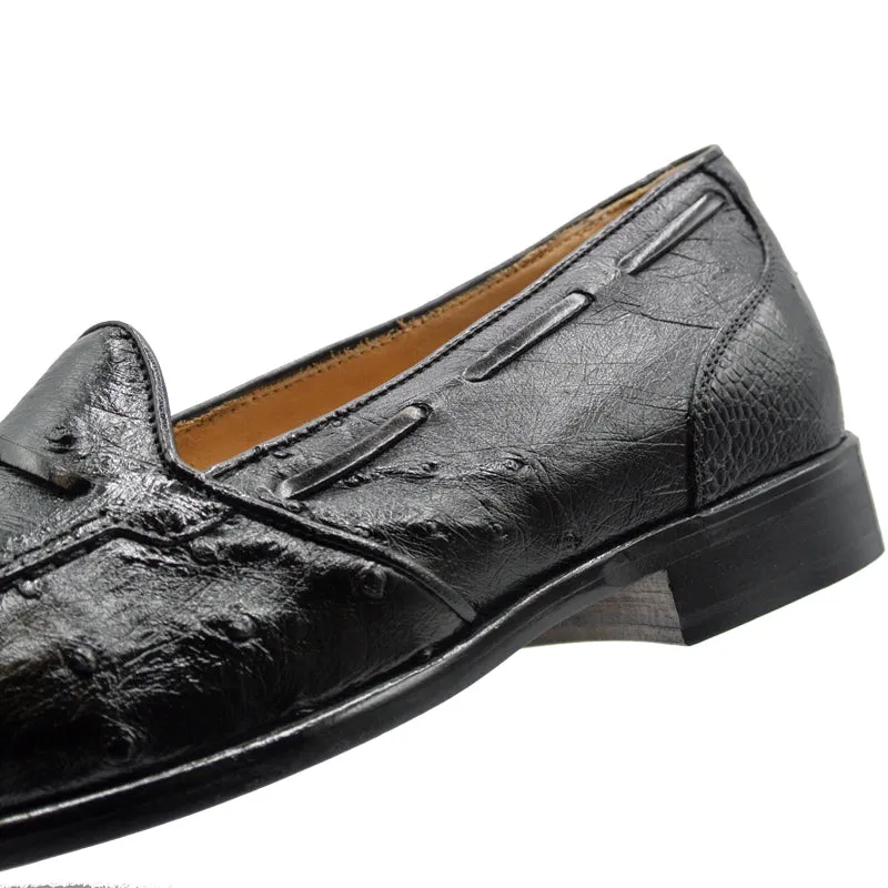 13-581-BLK FRANCO Ostrich Tassel Loafer, Black