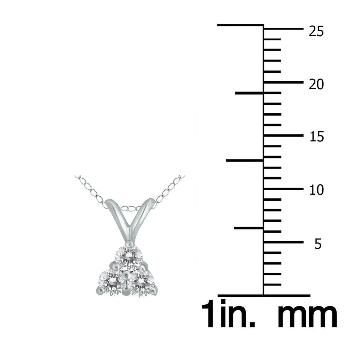 1/4 Ctw Three Stone Natural Diamond Pendant In 14K White Gold