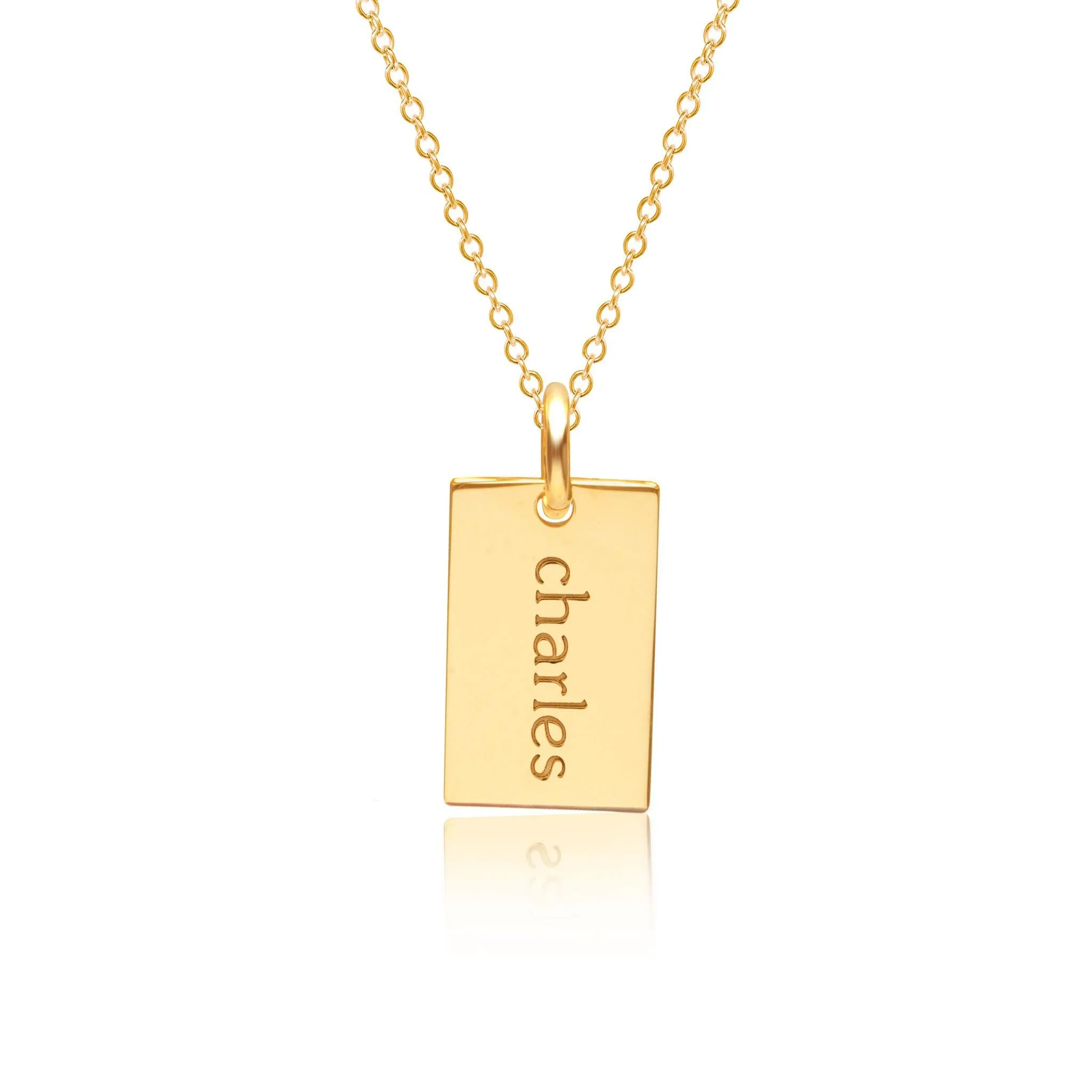 14k Gold Mini Dog Tag Necklace