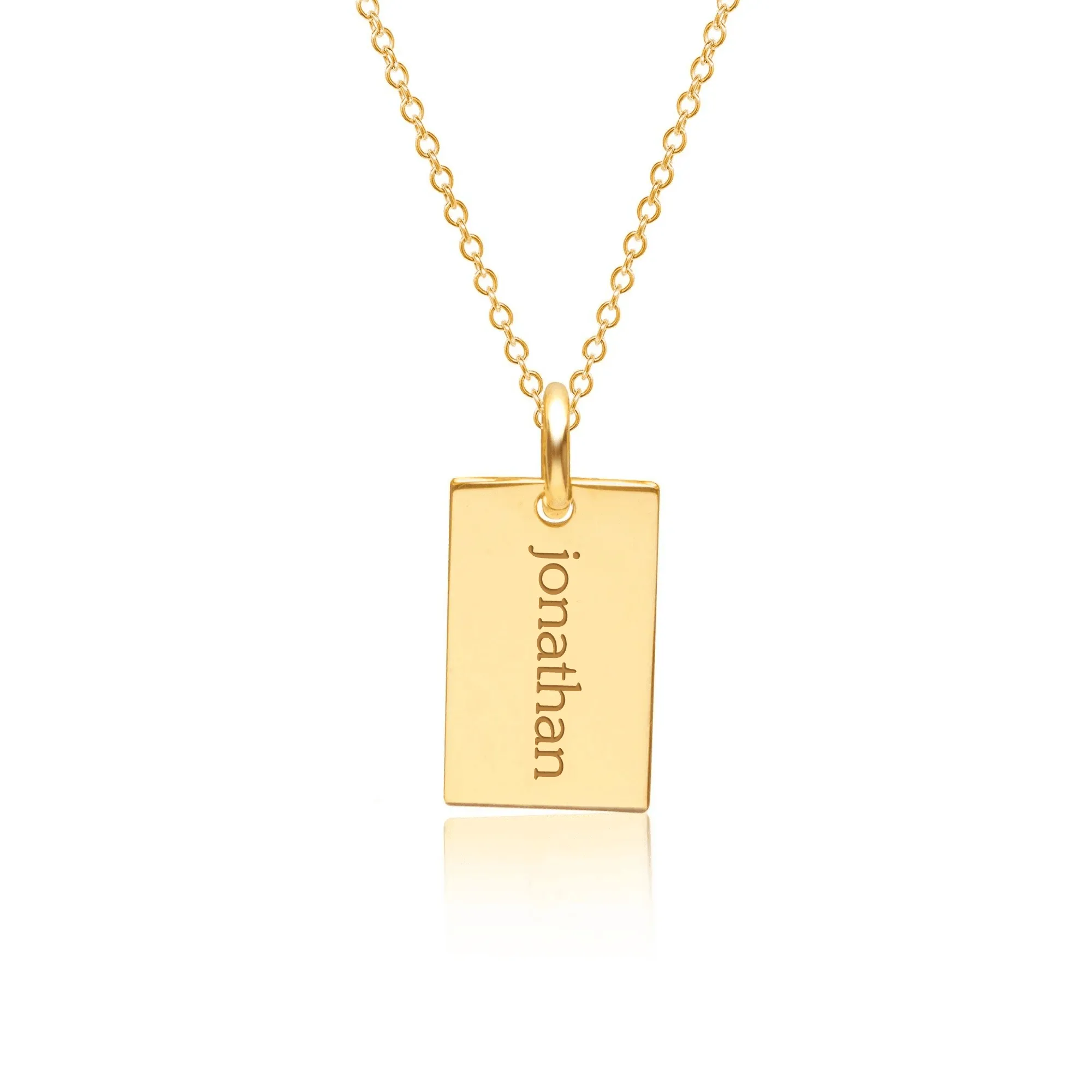 14k Gold Mini Dog Tag Necklace