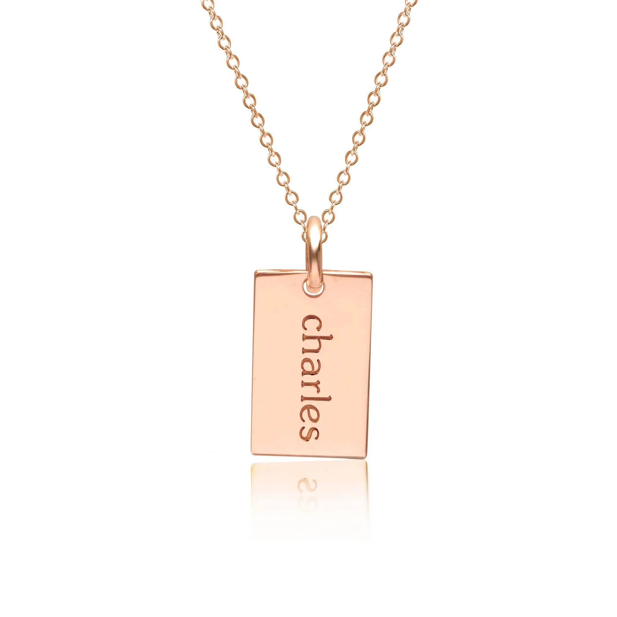 14k Gold Mini Dog Tag Necklace