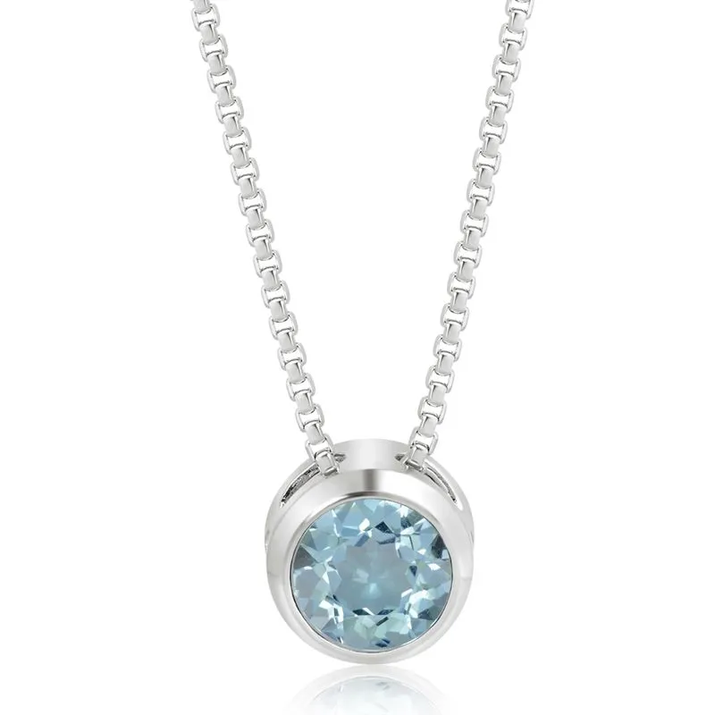 14K Gold Plated Blue Topaz Pendant Necklace