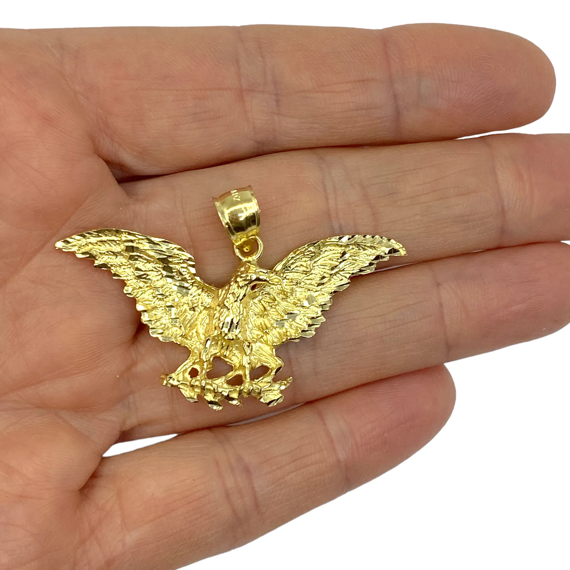 14K Yellow Gold Eagle with Branch Pendant