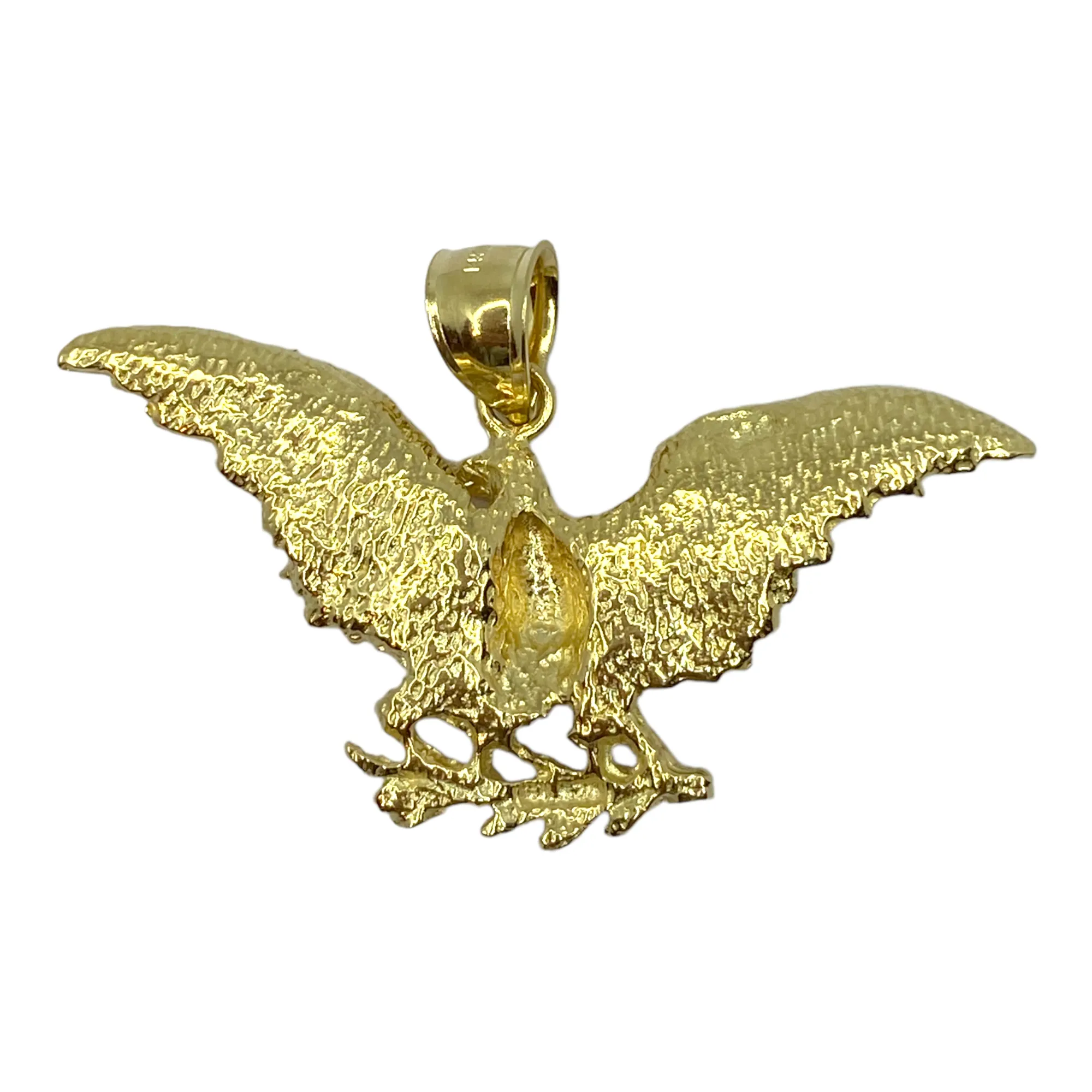 14K Yellow Gold Eagle with Branch Pendant