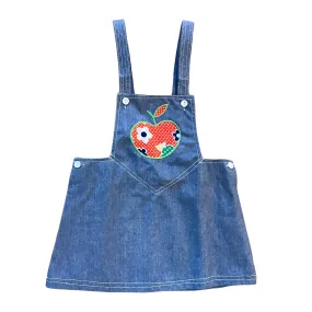 1960's Scandi Style Apple Applique Pinafore Denim  18-24M