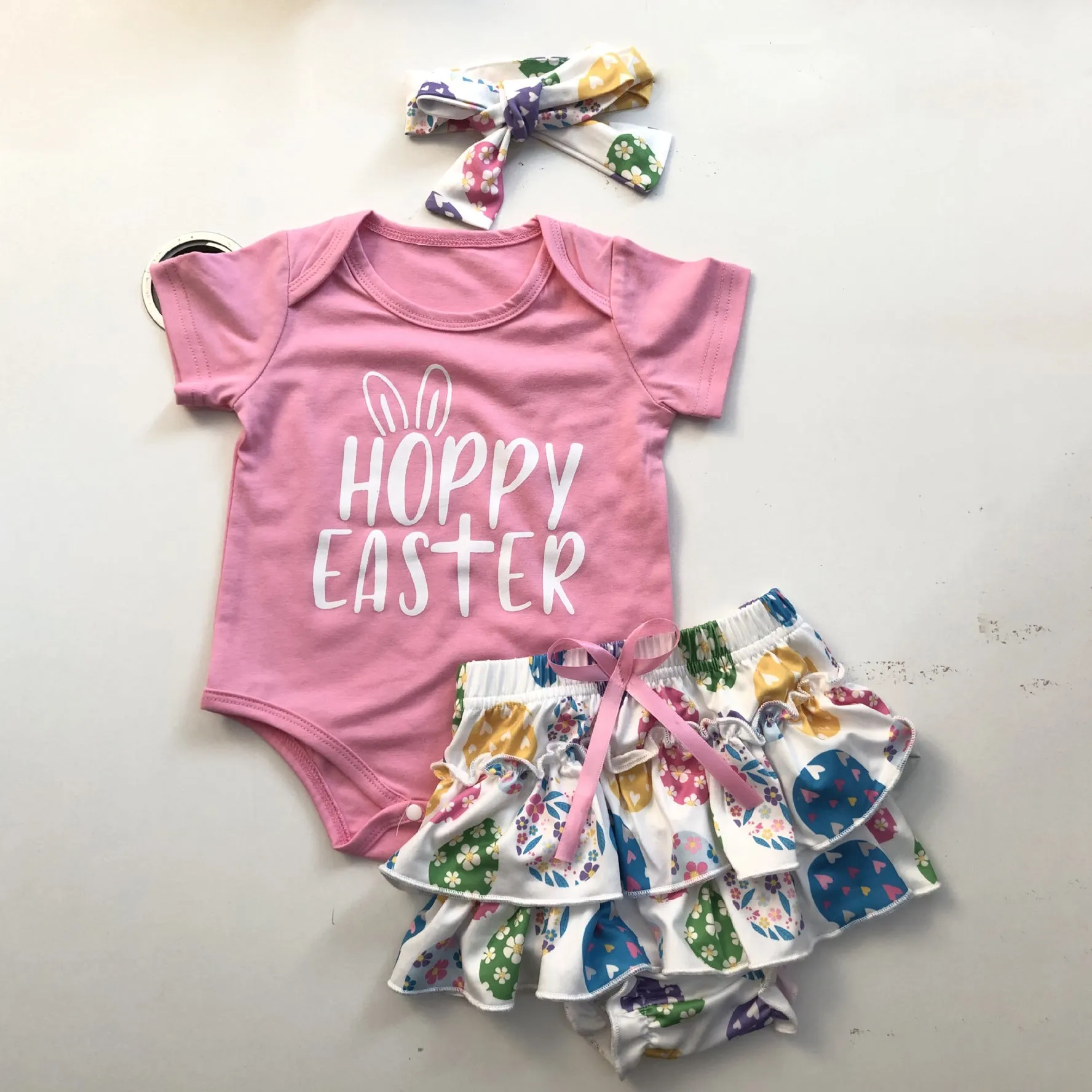 2 Pieces Set Baby Girls Letters Tops And Cartoon Shorts Wholesale 24030168