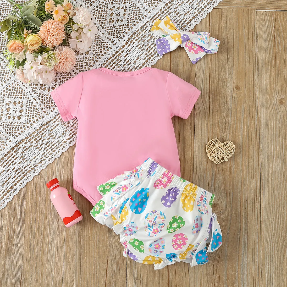 2 Pieces Set Baby Girls Letters Tops And Cartoon Shorts Wholesale 24030168