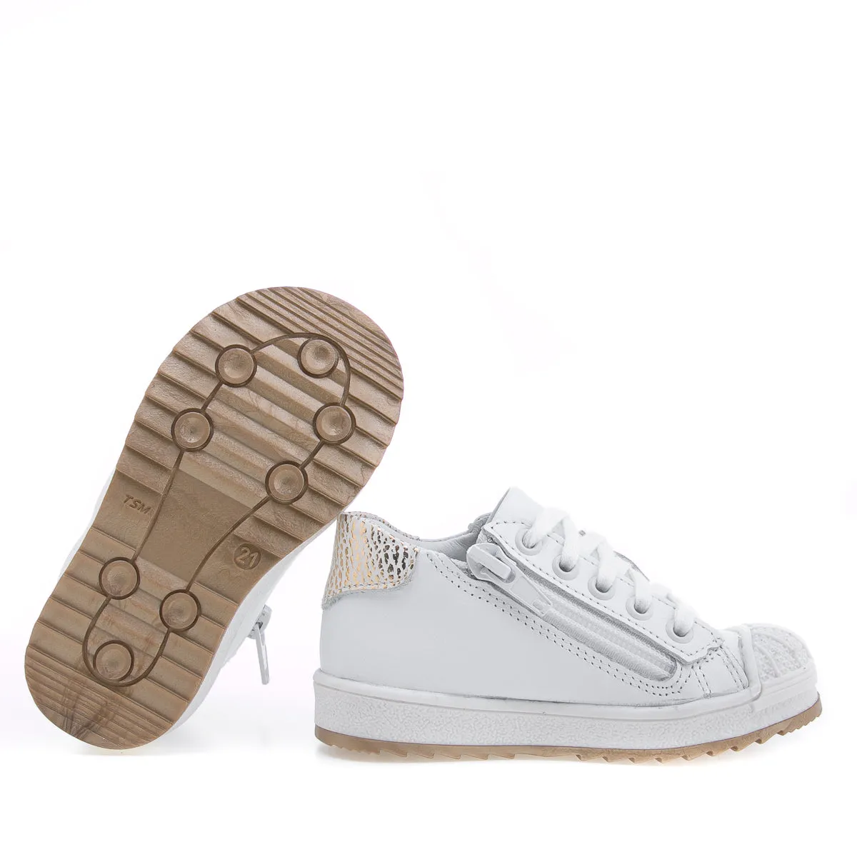 (2627A-22/2628A-22) Low Bumper Trainers white gold with Zipper