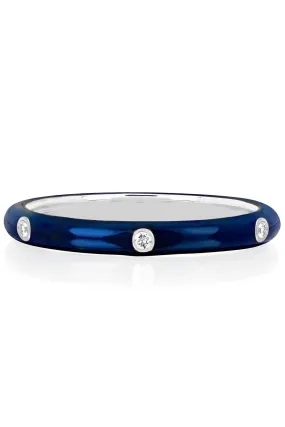 3 Diamond Navy Enamel Stack Ring