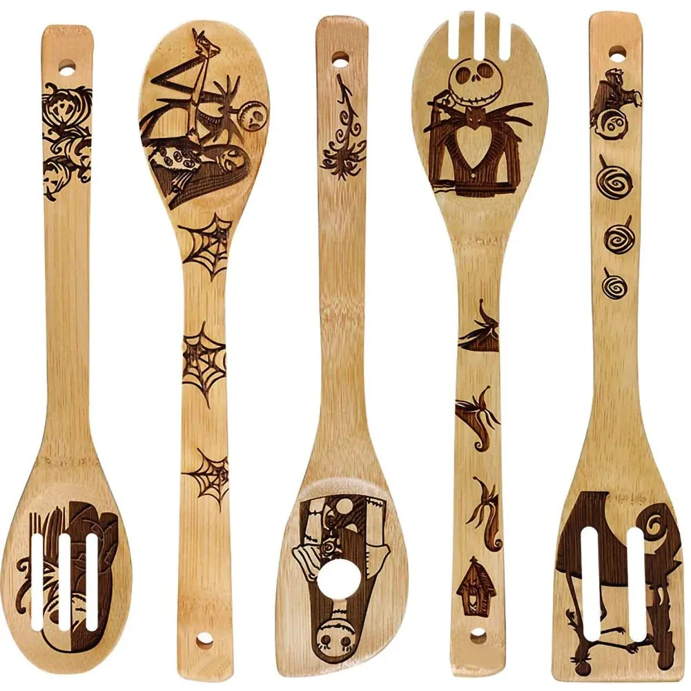 5Pcs Non-stick Wooden Halloween Cooking Utensils Set