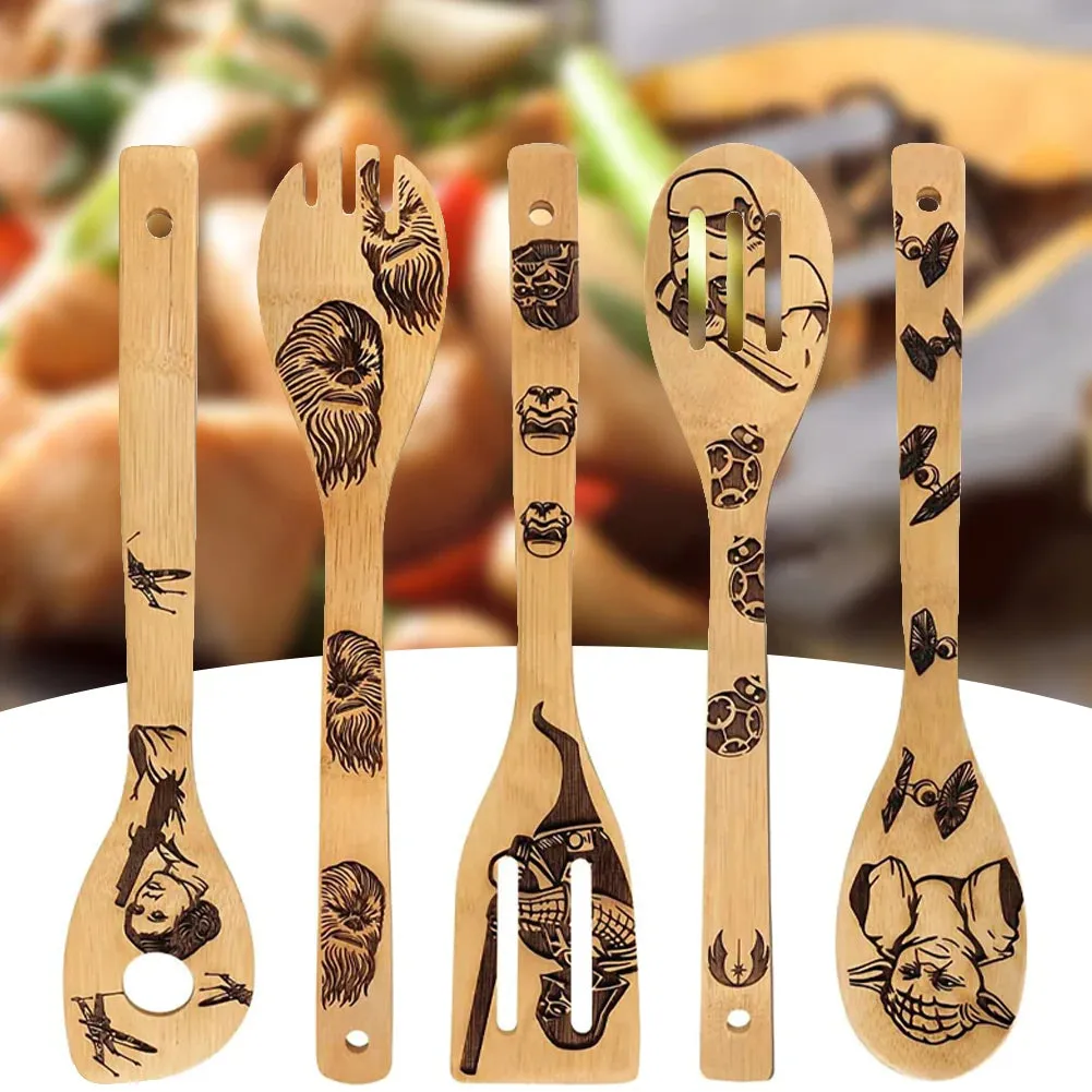 5Pcs Non-stick Wooden Halloween Cooking Utensils Set