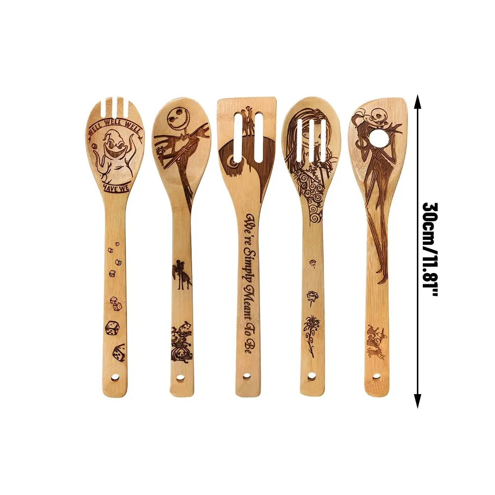 5Pcs Non-stick Wooden Halloween Cooking Utensils Set