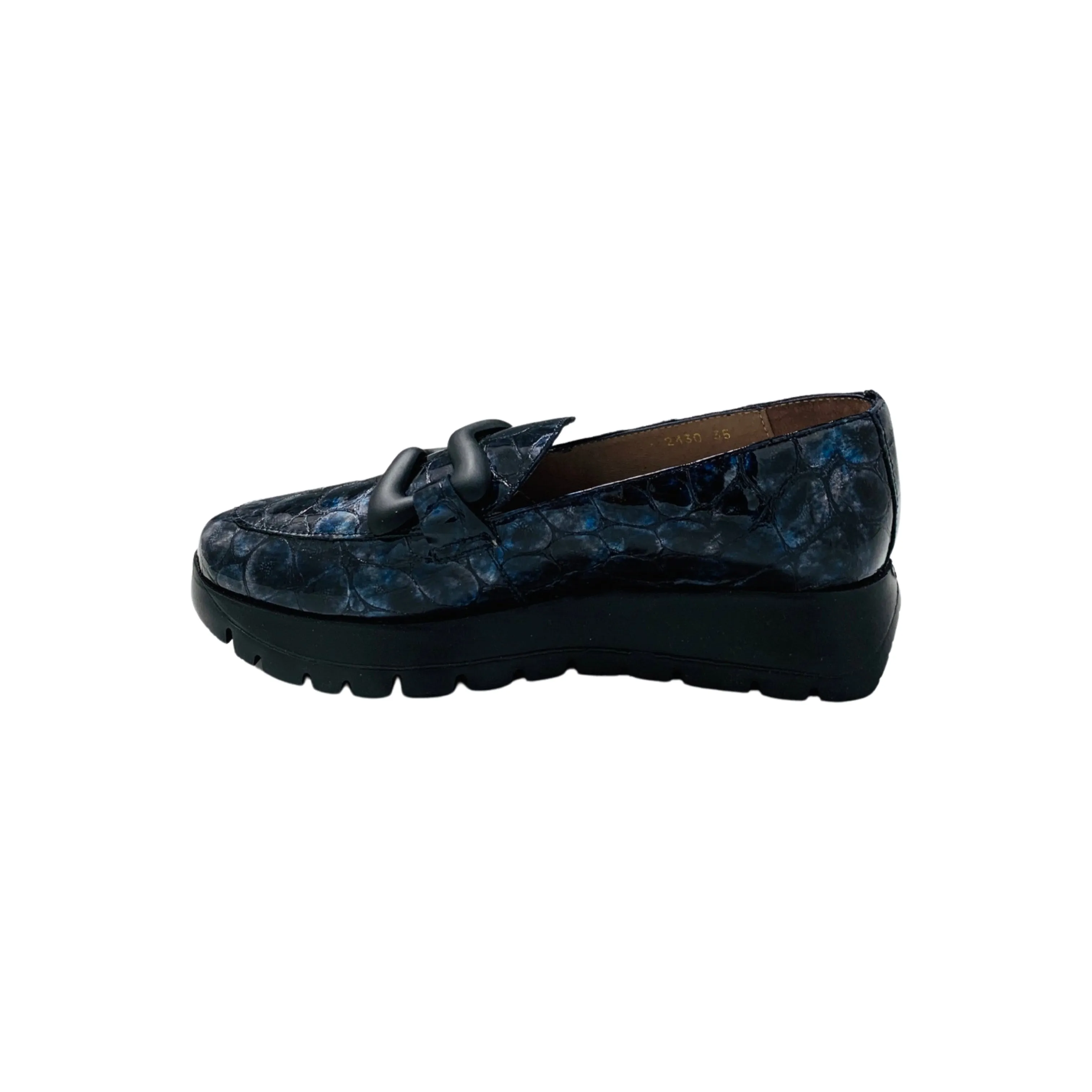 A2430 Navy Croco Platform Loafer