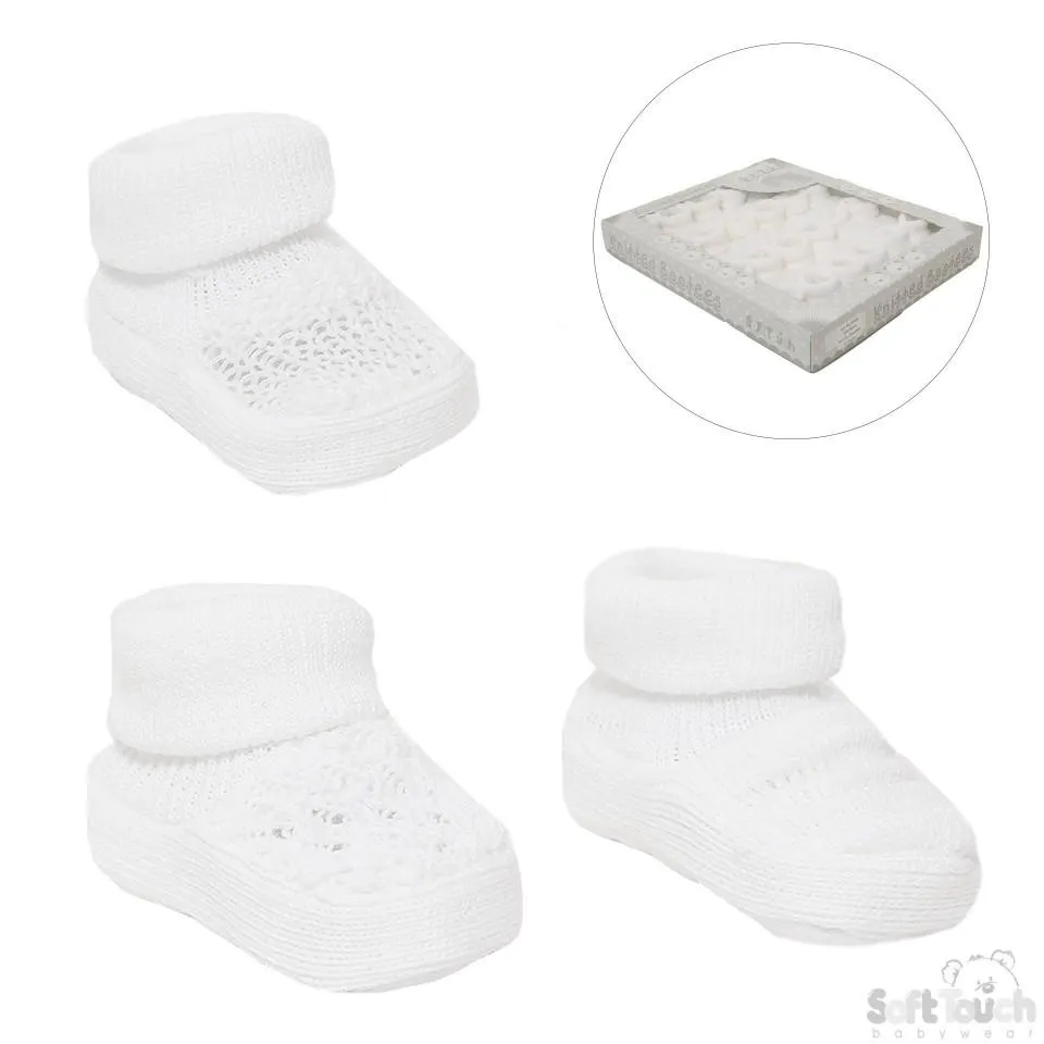 ACRYLIC TURNOVER BABY BOOTEES - S406-W