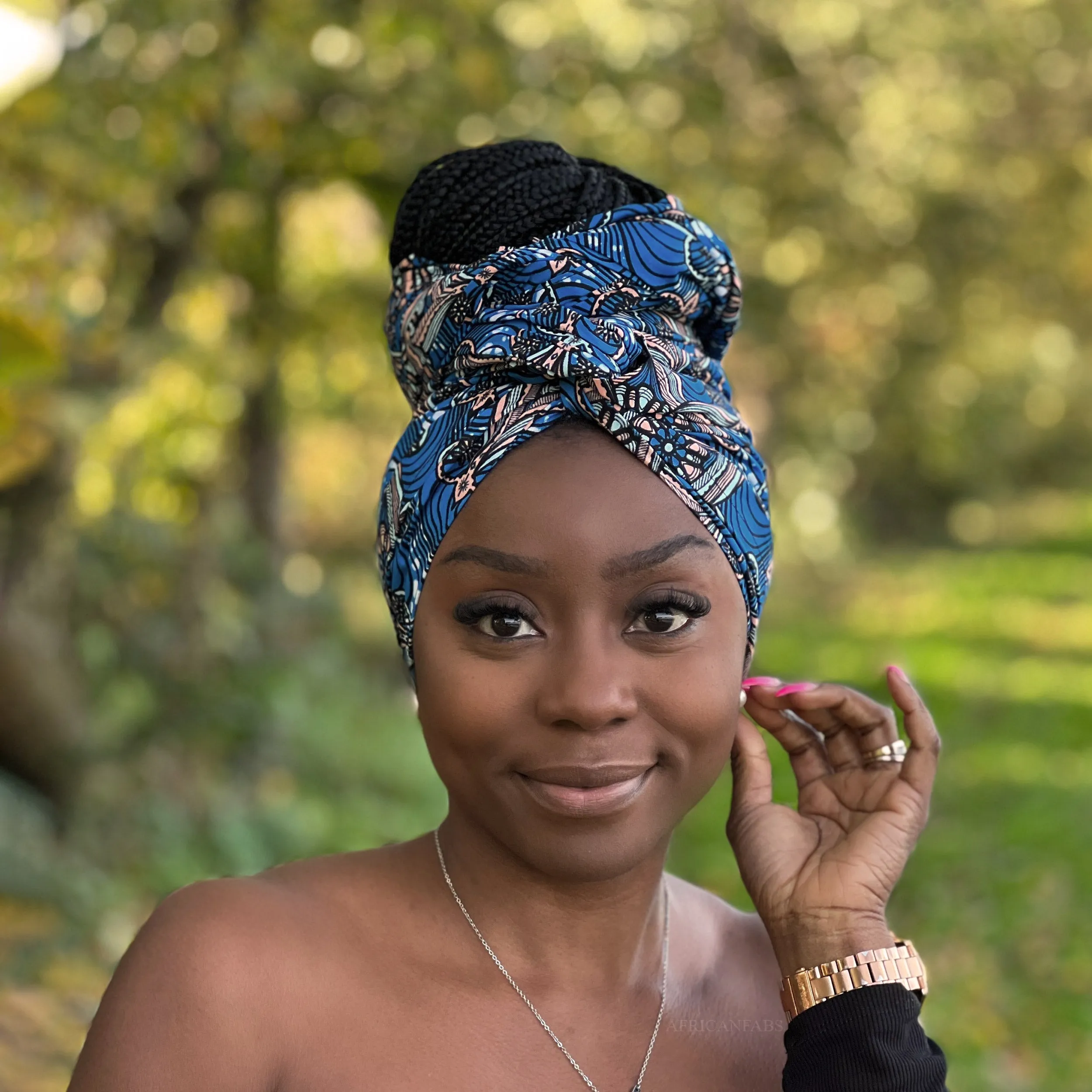 African Blue / black/ headwrap