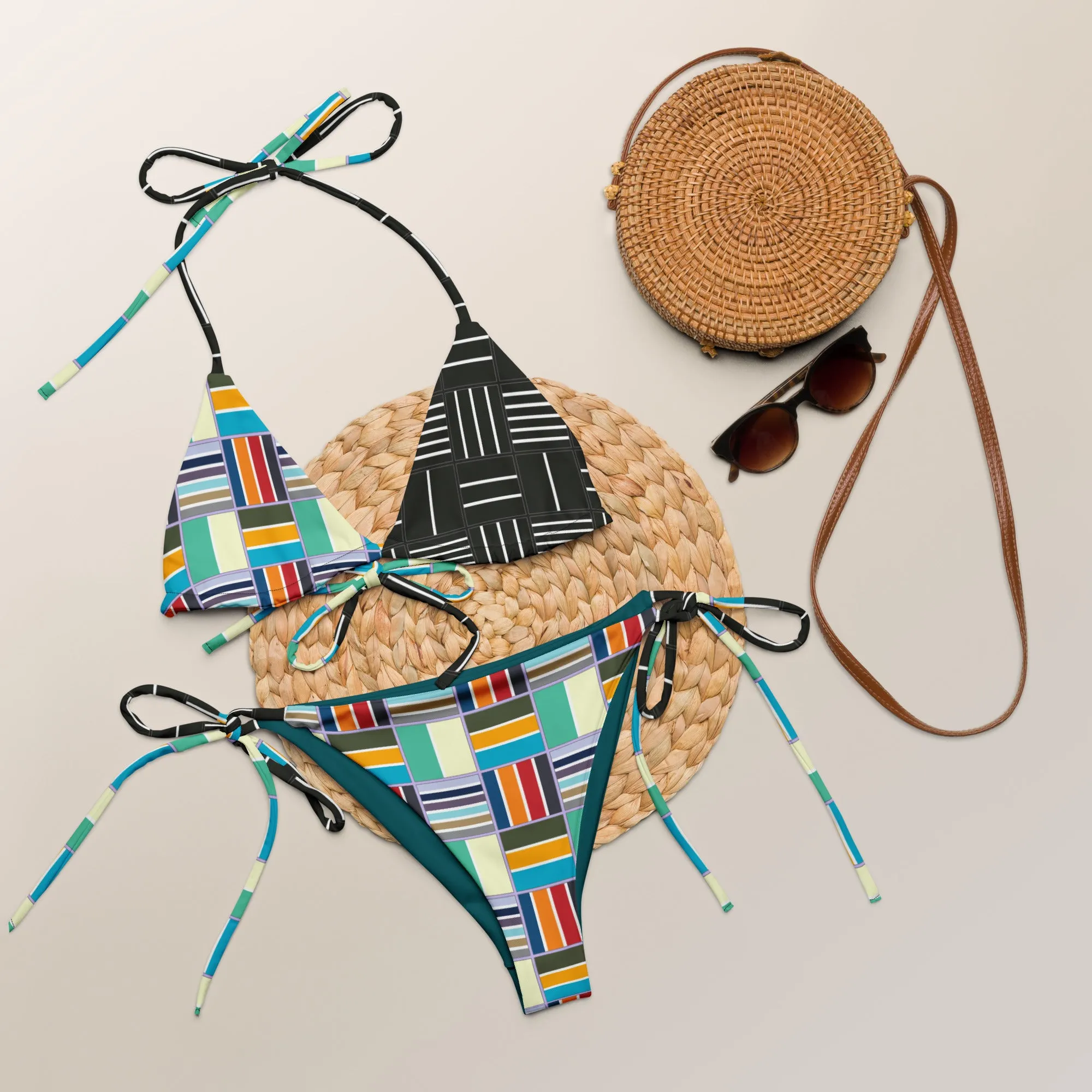 All-over print recycled string bikini