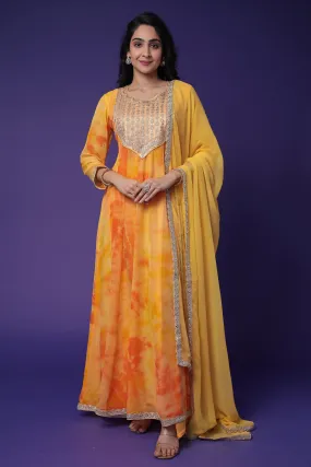 Anarkali Tie & Dye Georgette Suit Embroidered with Dori work