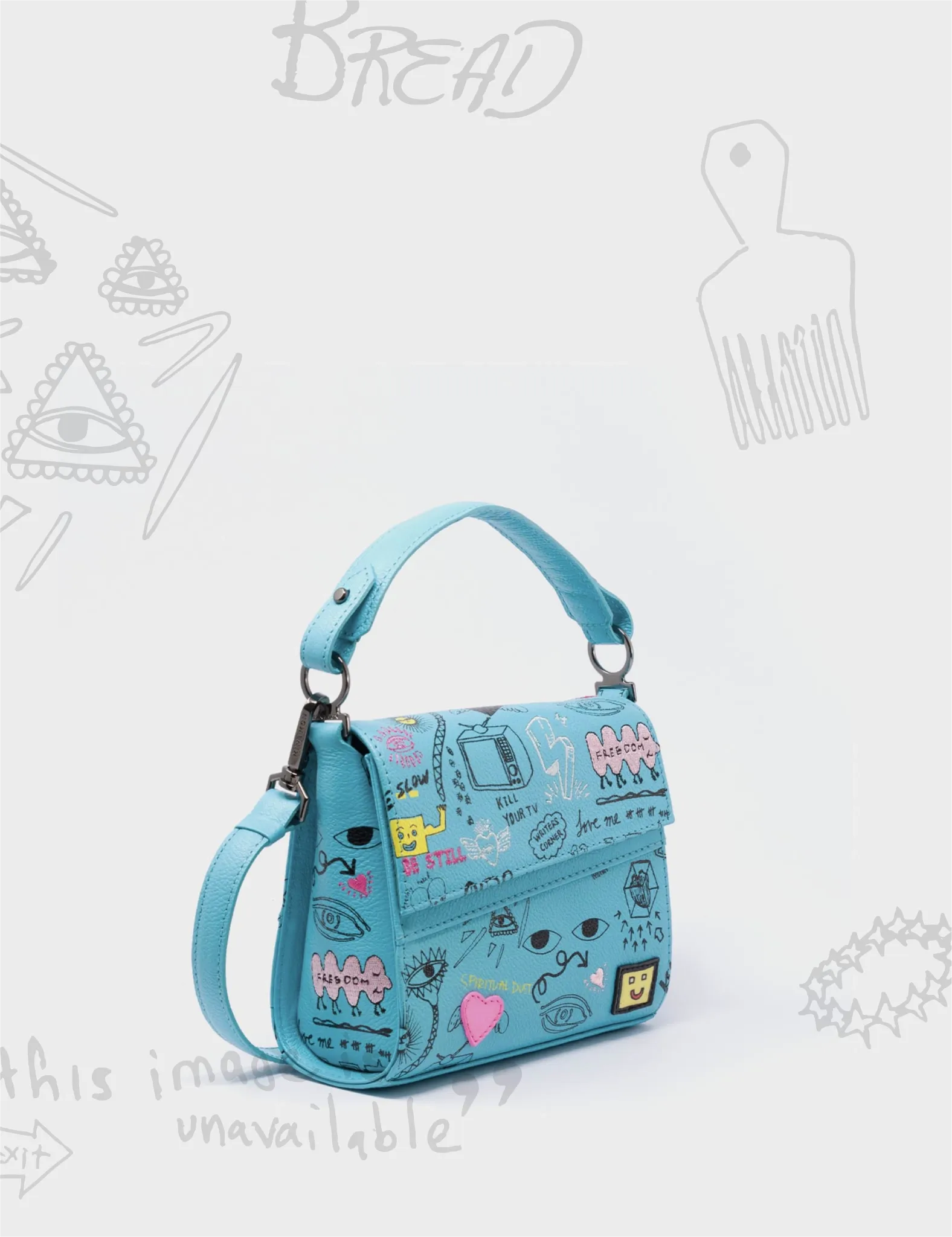 Anastasio Micro Crossbody Handbag Blue Leather - Urban Doodles Design