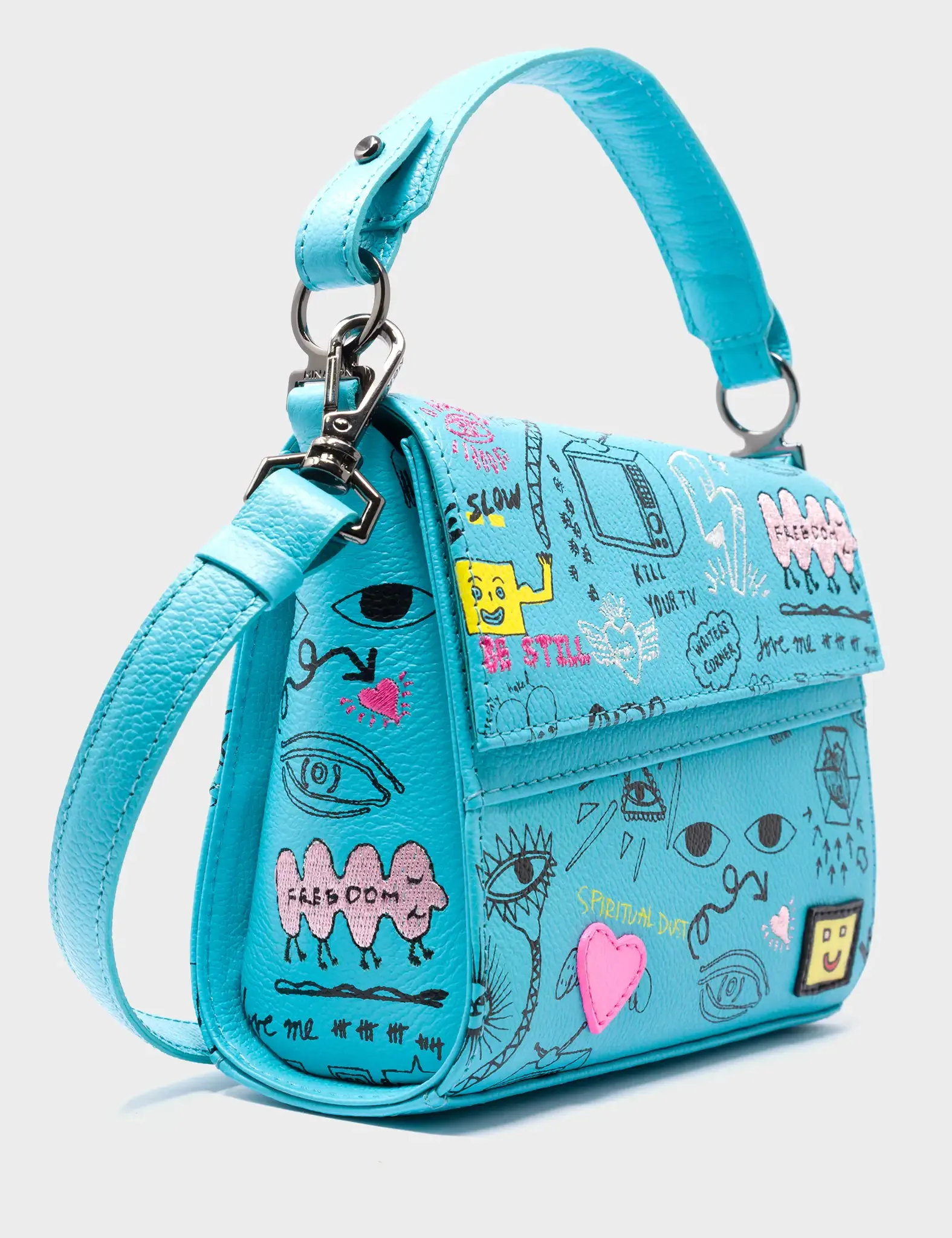 Anastasio Micro Crossbody Handbag Blue Leather - Urban Doodles Design