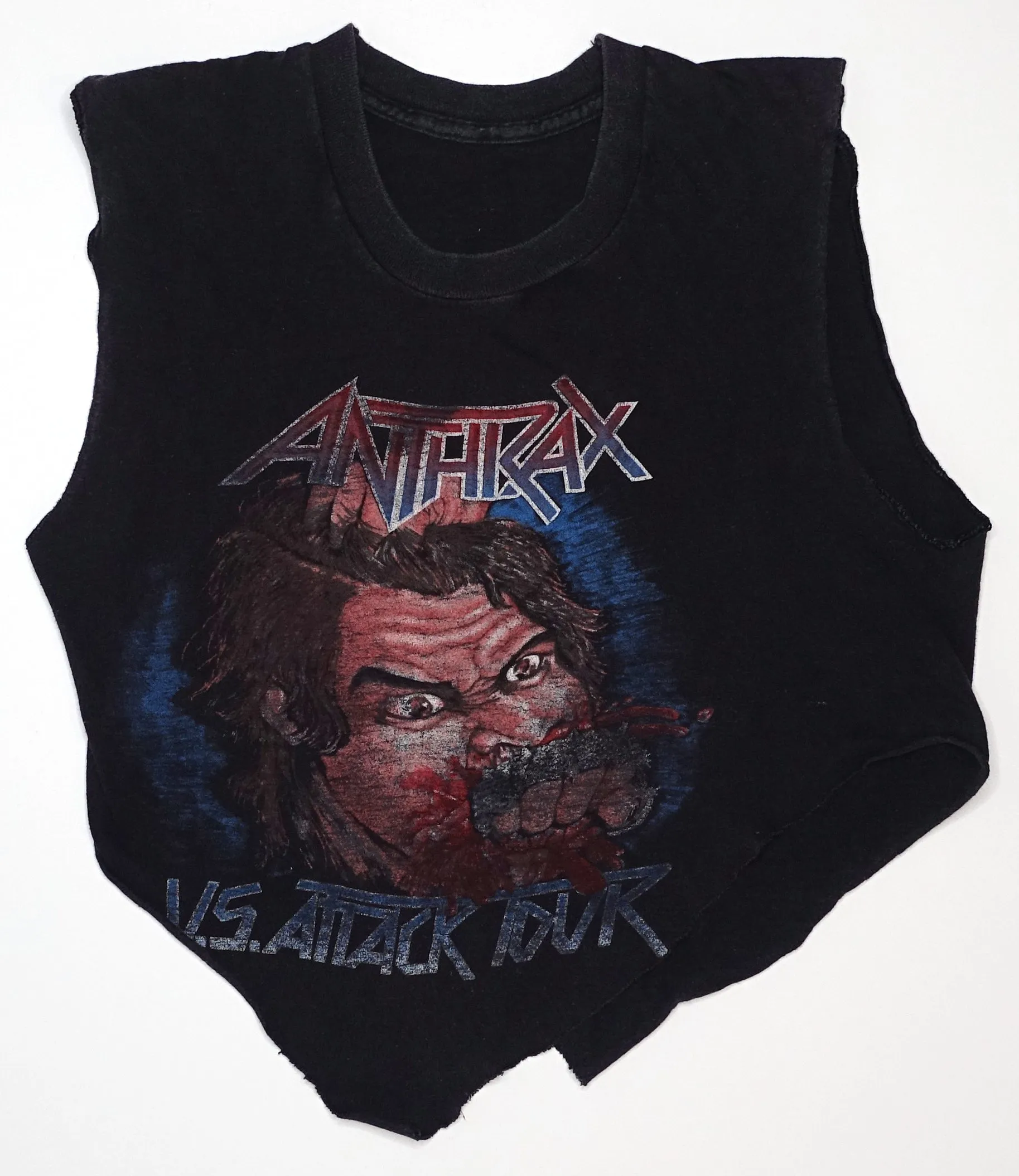 Anthrax ‎– Original Fistful Of Metal / US Attack Tour 1984 (Severely Cropped) Shirt Size Small