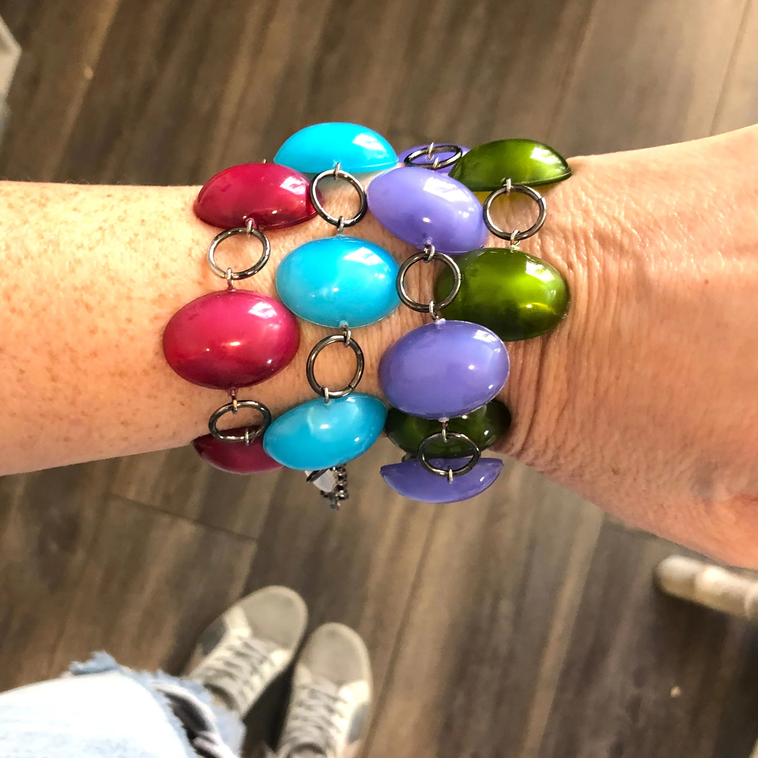 Aqua Blue Jelly Bean Stations Bracelet