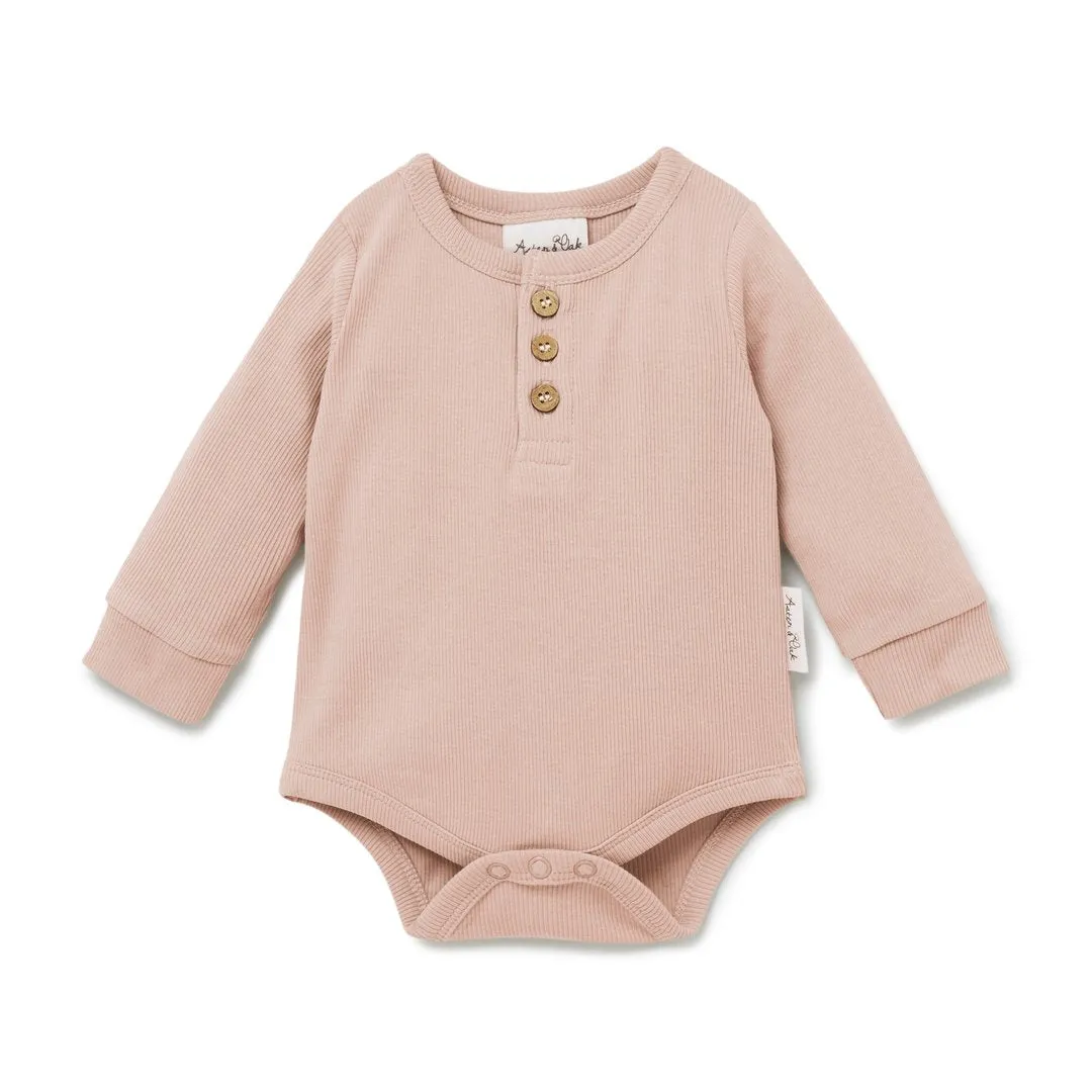 Aster & Oak | Cameo Rose Henley Onesie