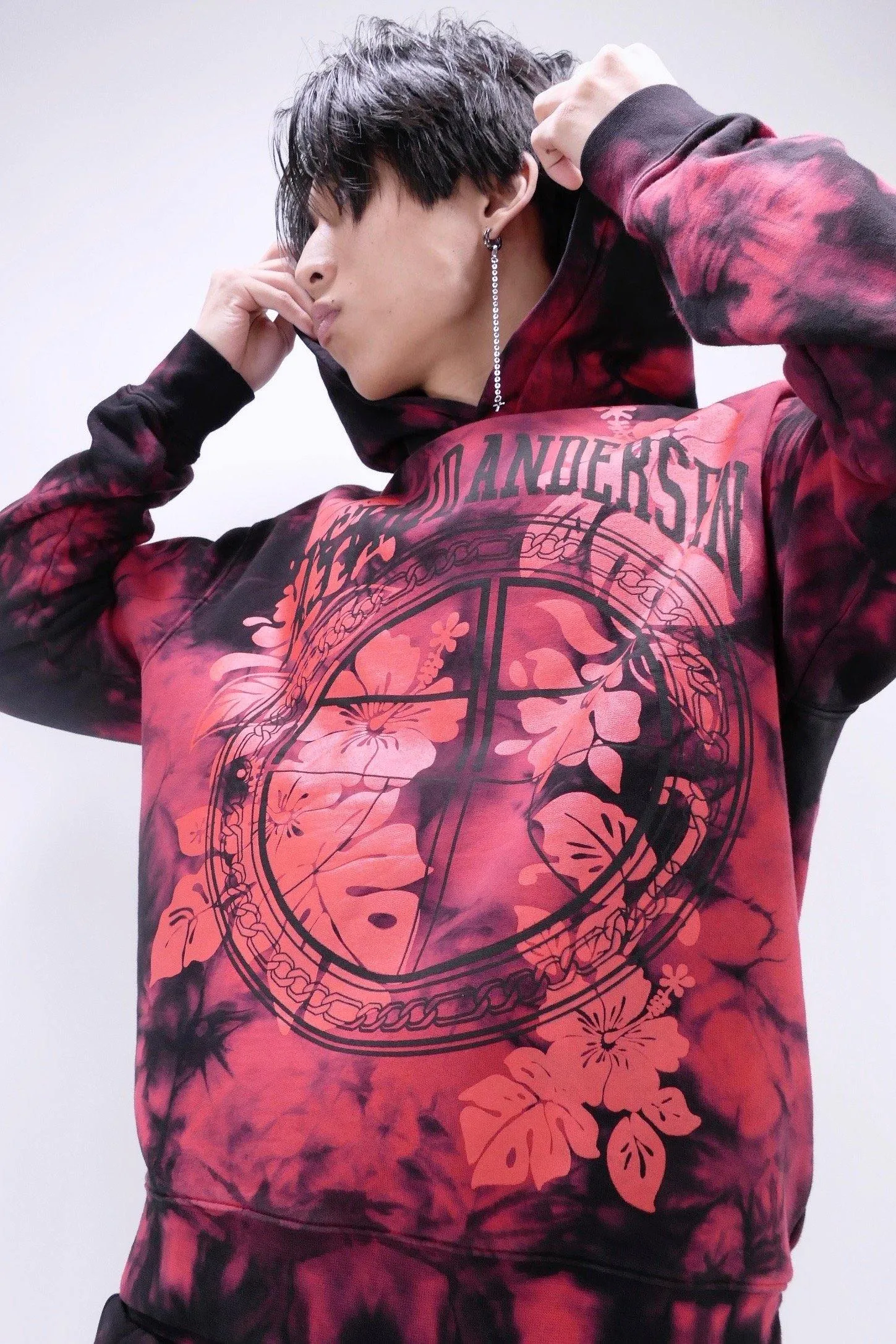 Astrid Andersen Tie Dye Logo Flower Hoodie - Red