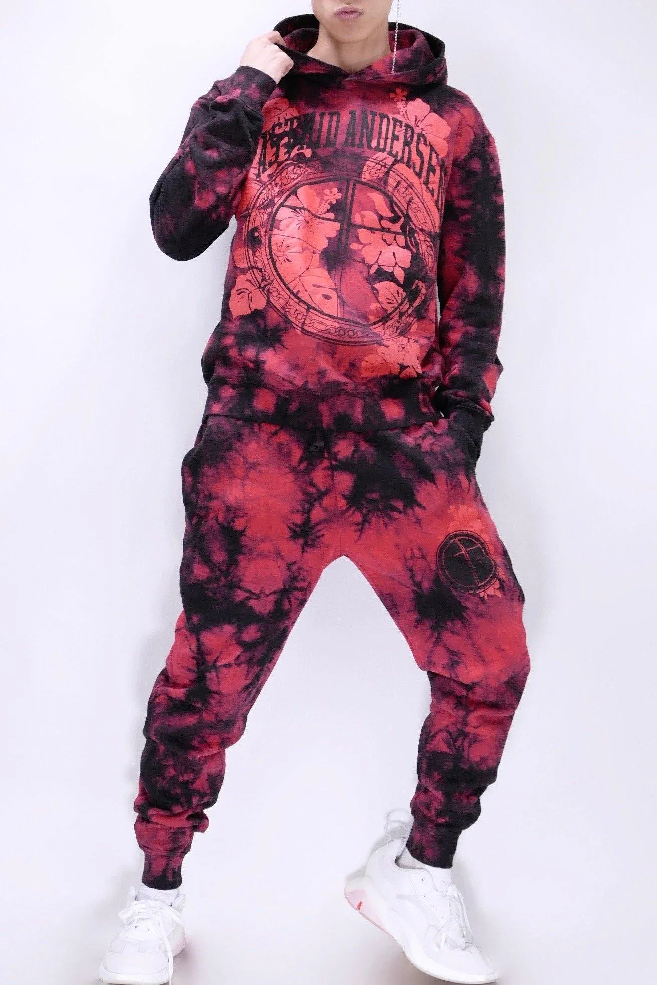 Astrid Andersen Tie Dye Logo Flower Hoodie - Red