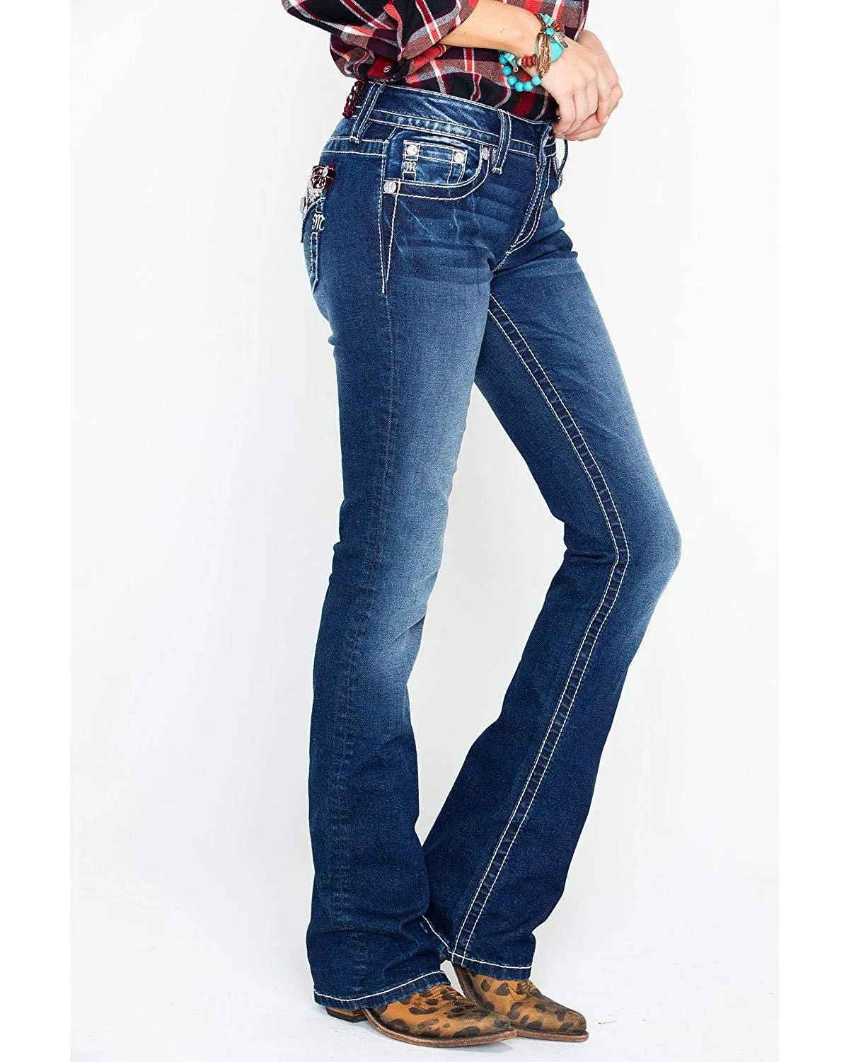 Aztec Inspired Embellished Bootcut Jeans