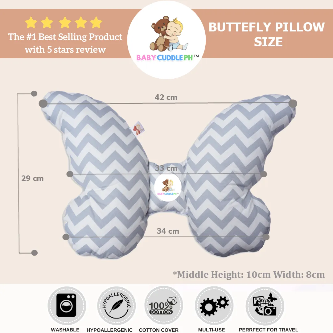 Babycuddle Butterfly Pillow - Baby Sheep in Light Gray