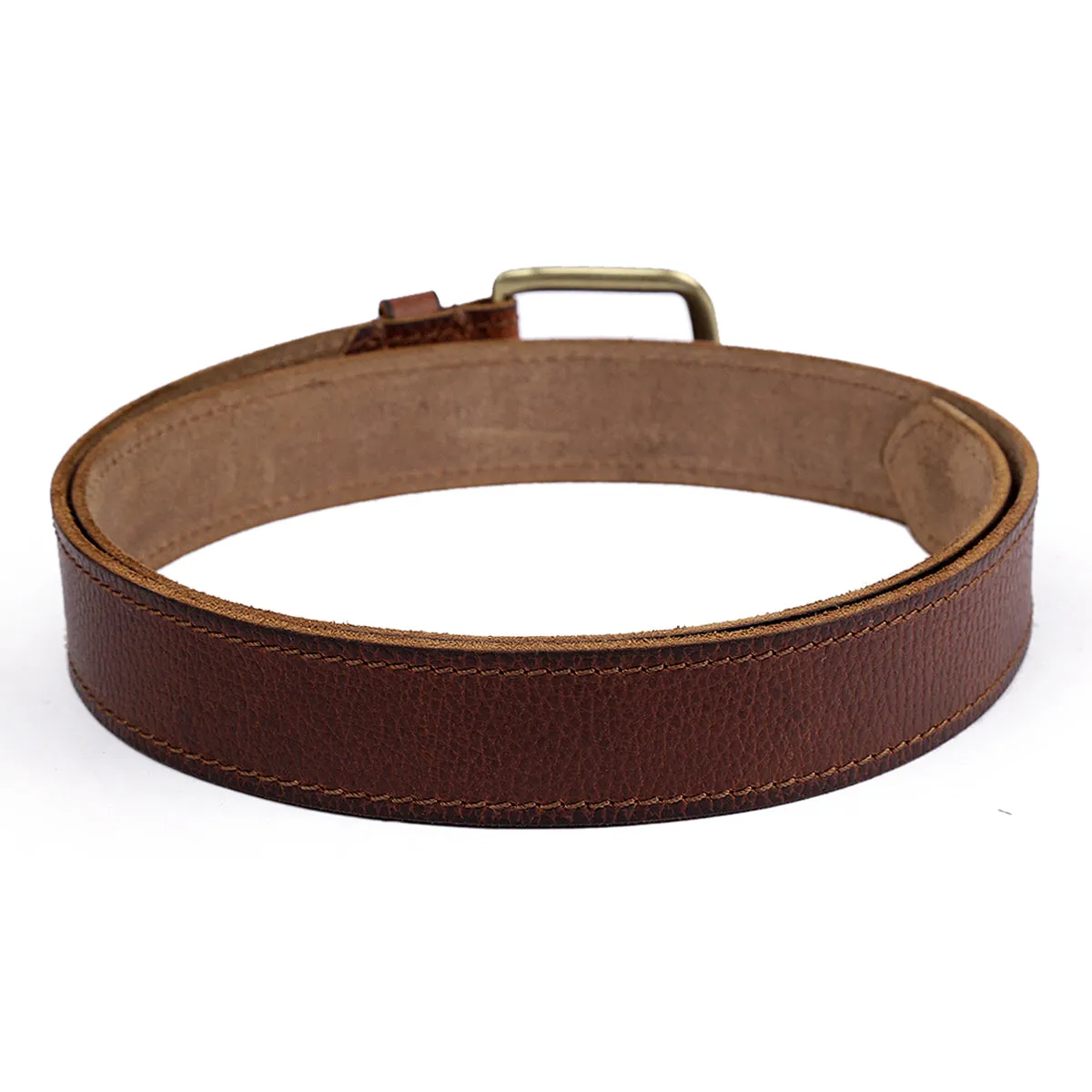 Bacca Bucci Genuine Leather one Row Stitch Jeans Belt 40 MM Wide 4 MM Thick for Casual wear-Bourbon Brown