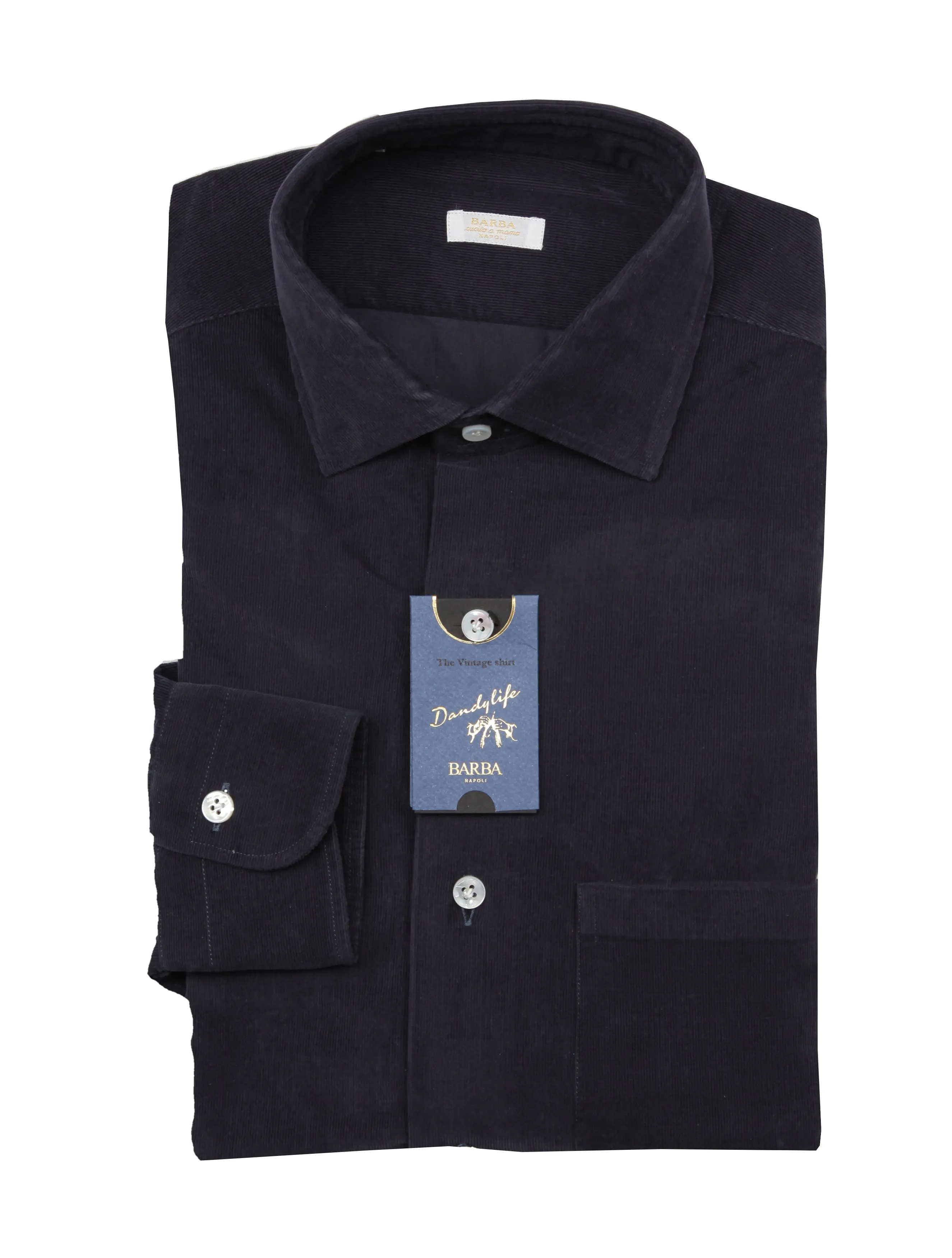 Barba Napoli Dark Blue Shirt - Slim