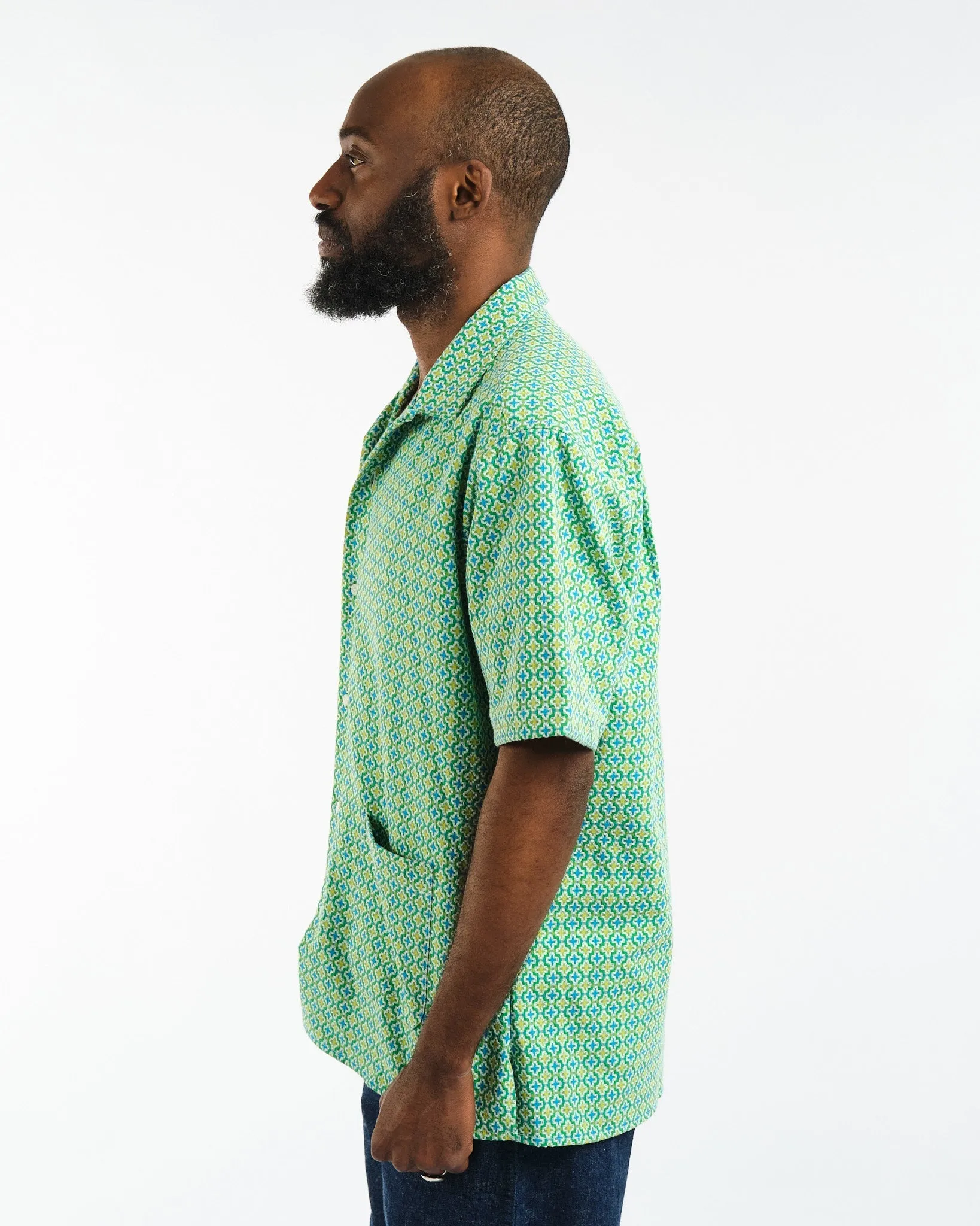 Beach Shirt Green Summer Ready Jaquard