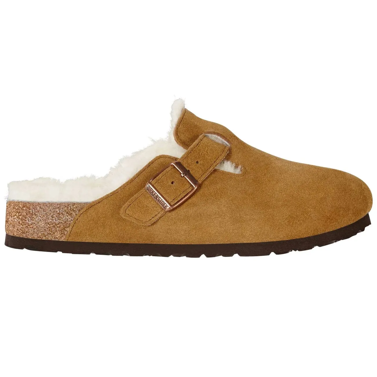 Birkenstock Boston, Regular Fit, Suede Leather, Sheepskin Lining, Mink