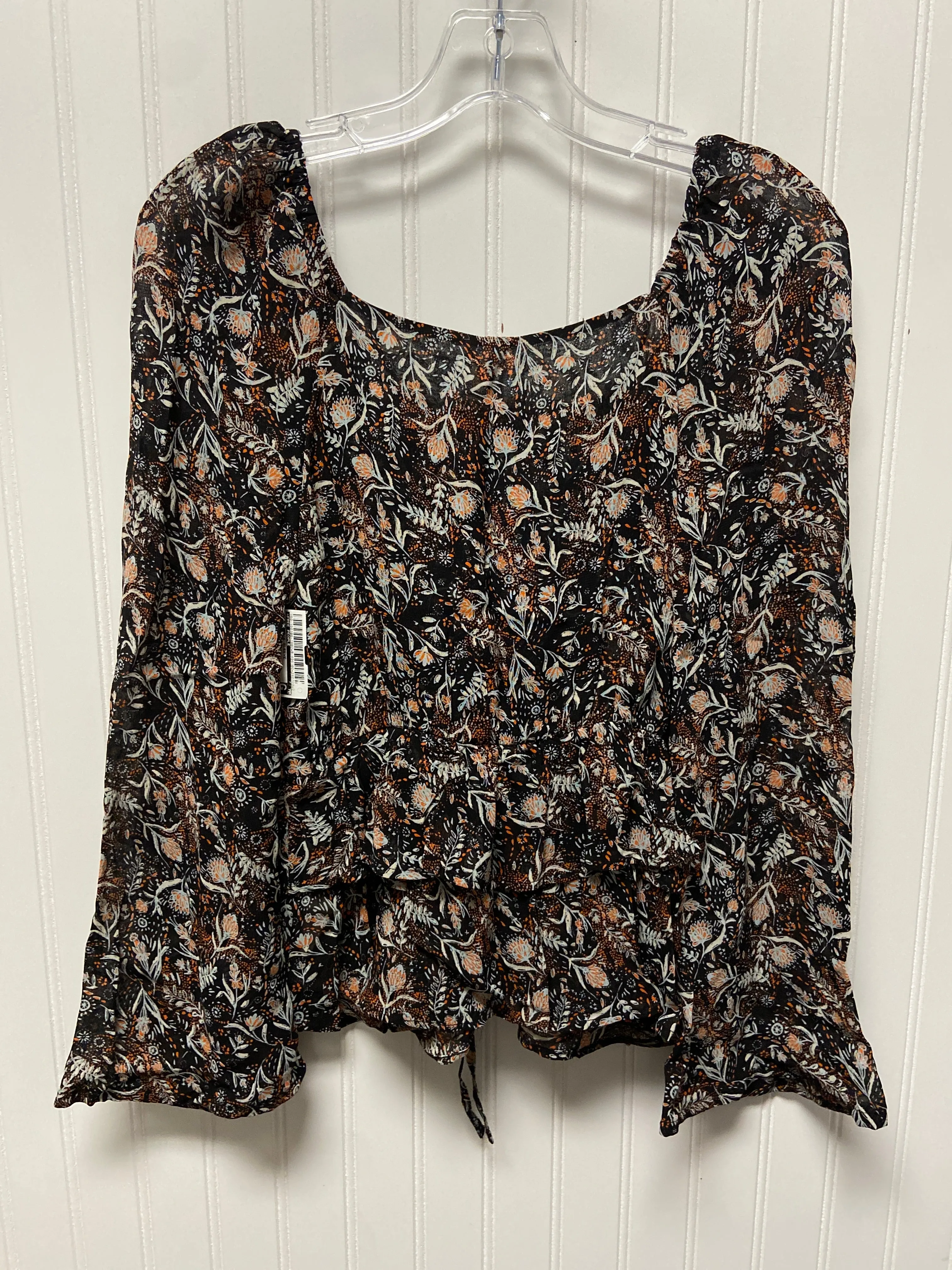 Black & Orange Blouse 3/4 Sleeve Free People, Size Xs