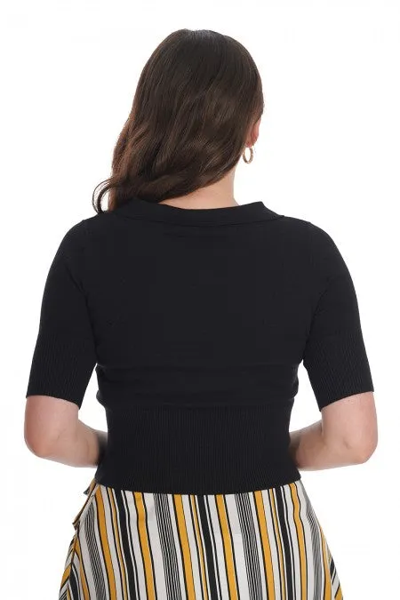 Black Half Sleeve Stretch Top Jumper