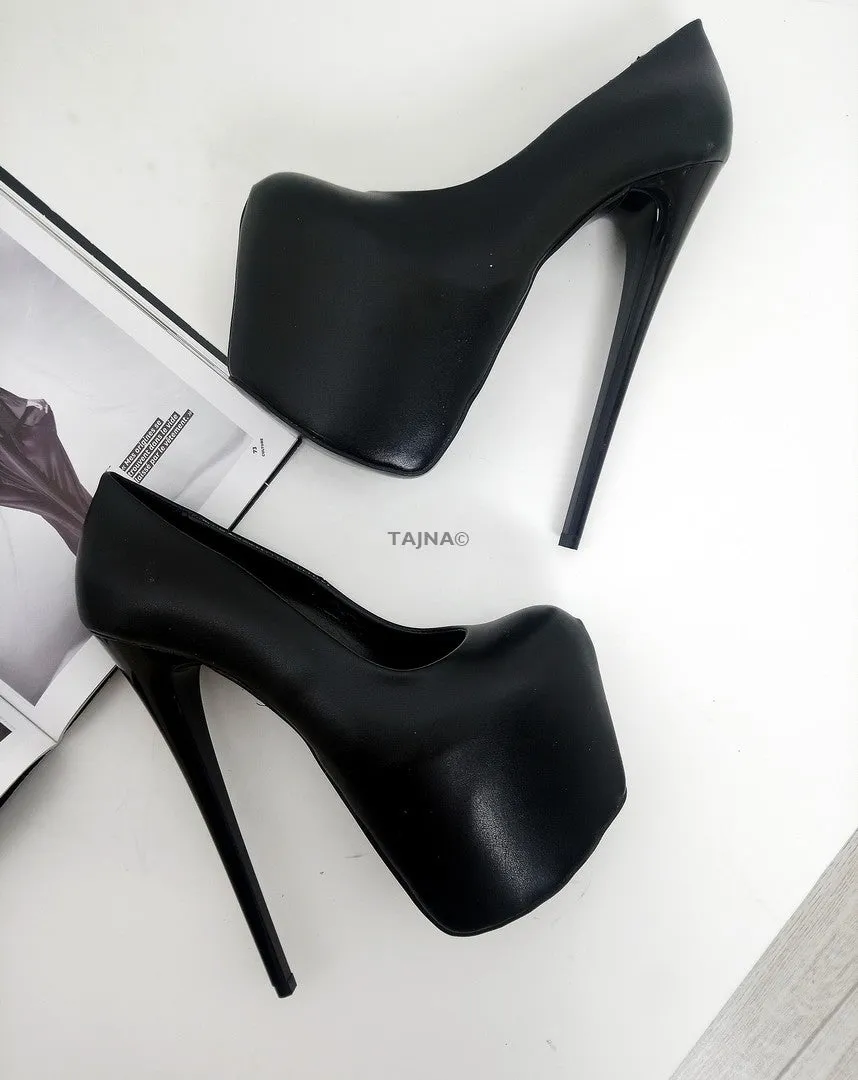 Black Matte Hidden Platform Pumps