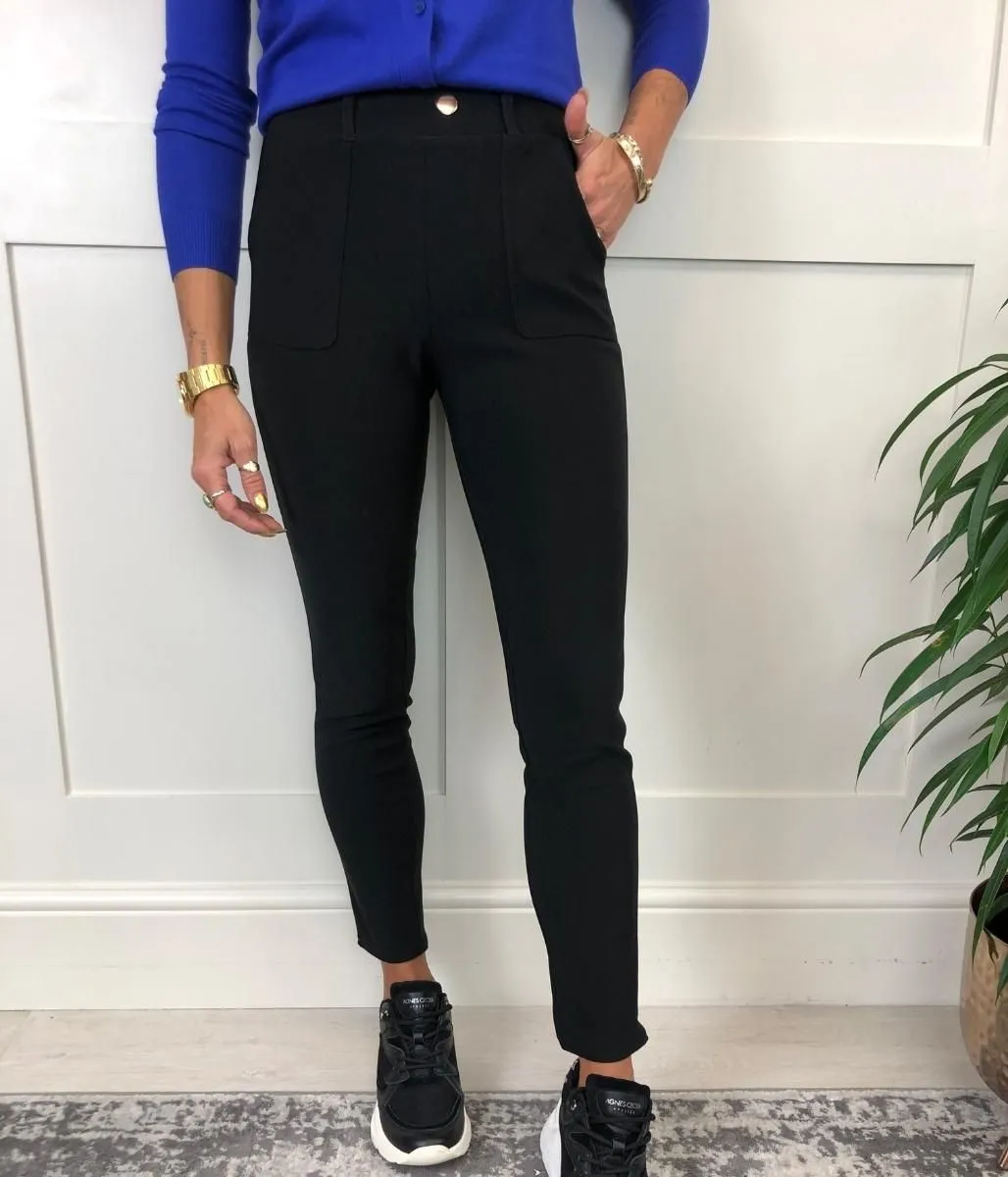 Black Ponte Stretch Trousers