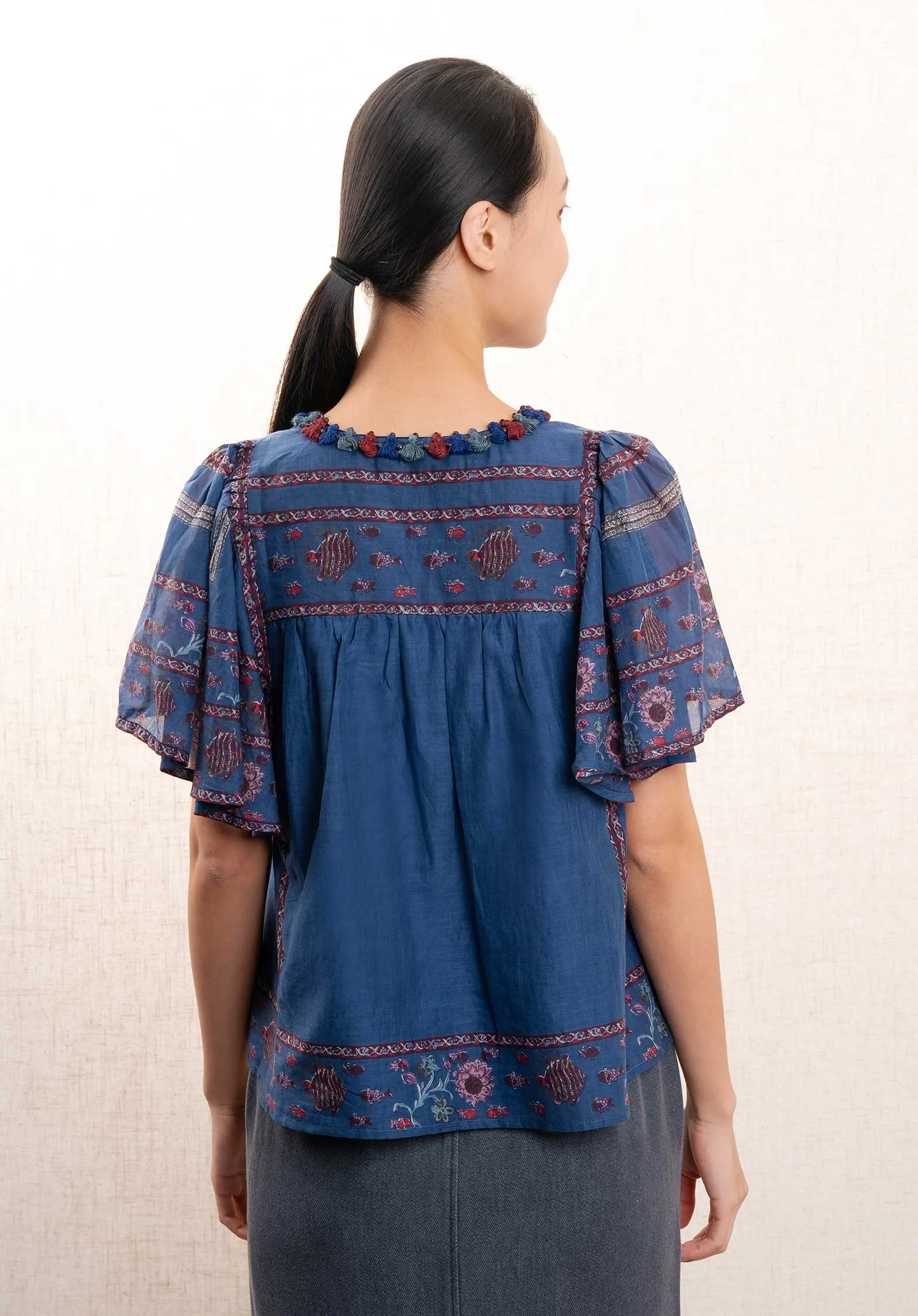 Blouse Valeria Print Fl Pf24-164 Navy