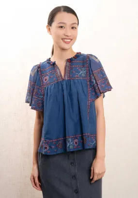 Blouse Valeria Print Fl Pf24-164 Navy