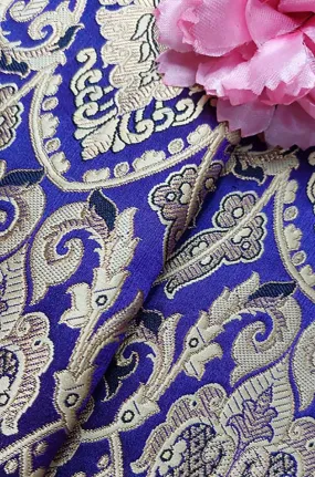 Blue Banarasi Silk Fabric ( 1 Mtr )