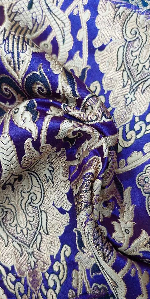 Blue Banarasi Silk Fabric ( 1 Mtr )