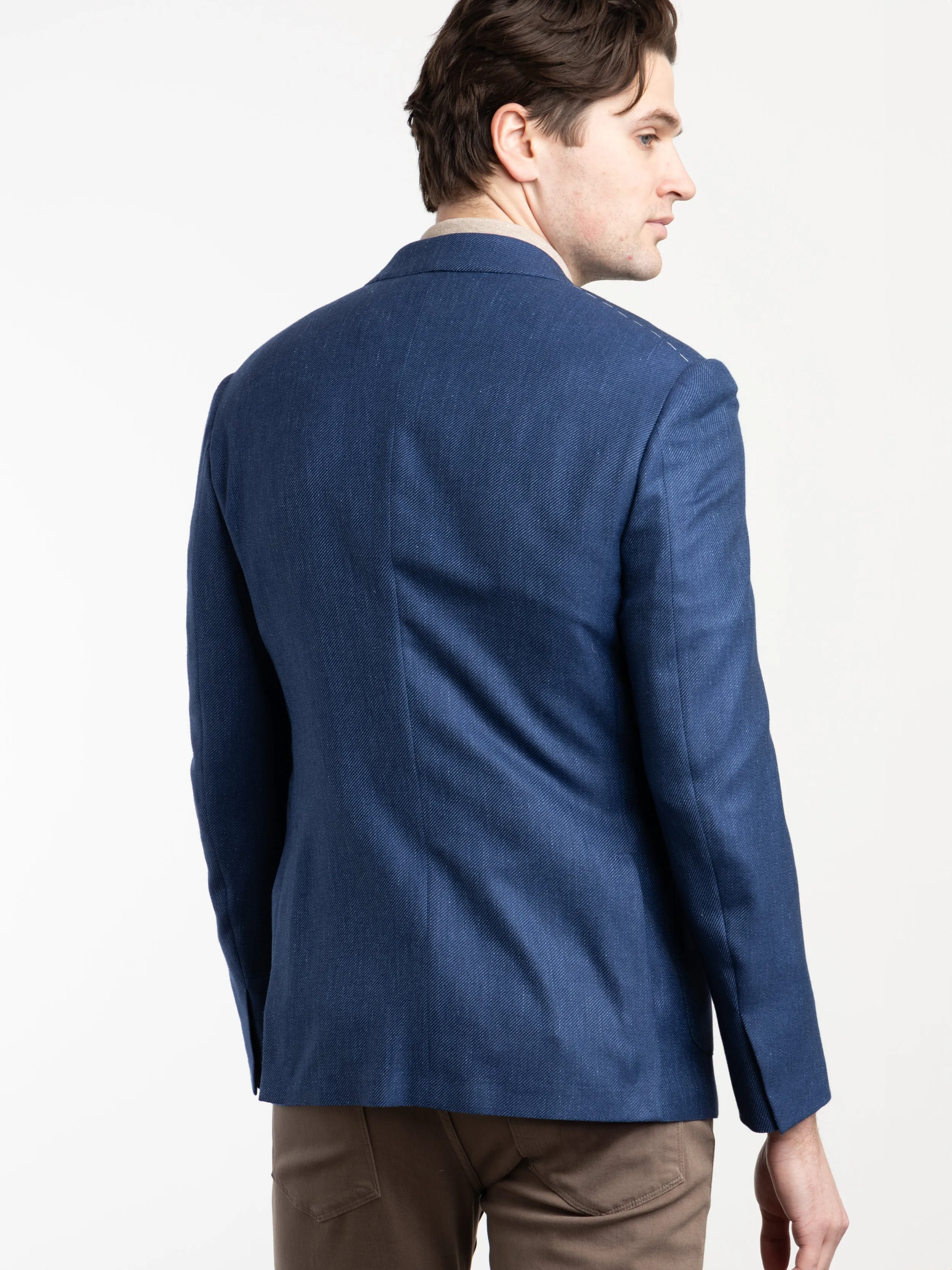 Blue Cashmere-Silk-Linen Sport Jacket