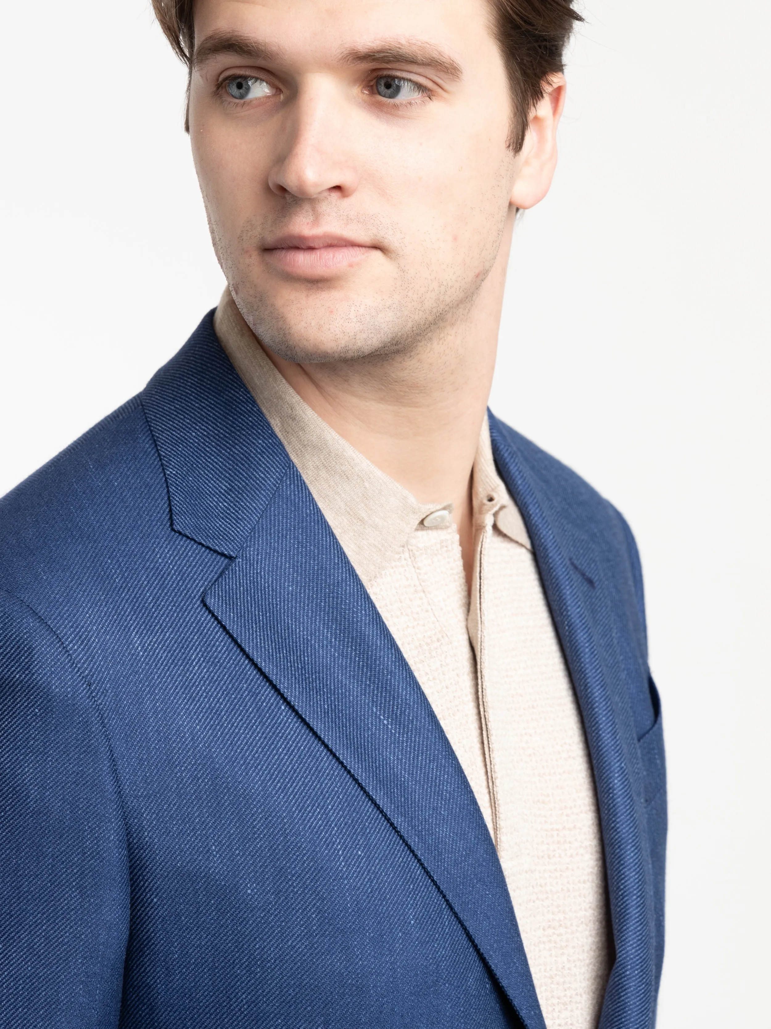 Blue Cashmere-Silk-Linen Sport Jacket