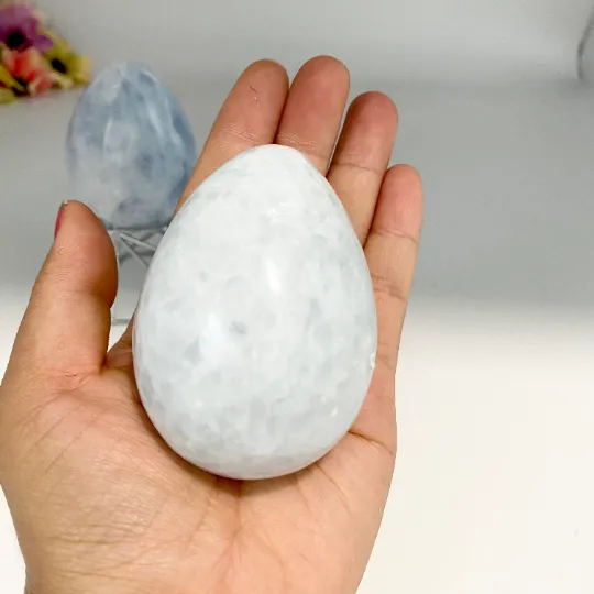 Blue Chalcedony Eggs, Chalcedony Crystals, Large Polished Chalcedony Stone, Natural Blue Crystals,Throat Chakra Gemstones, Stone for Balance